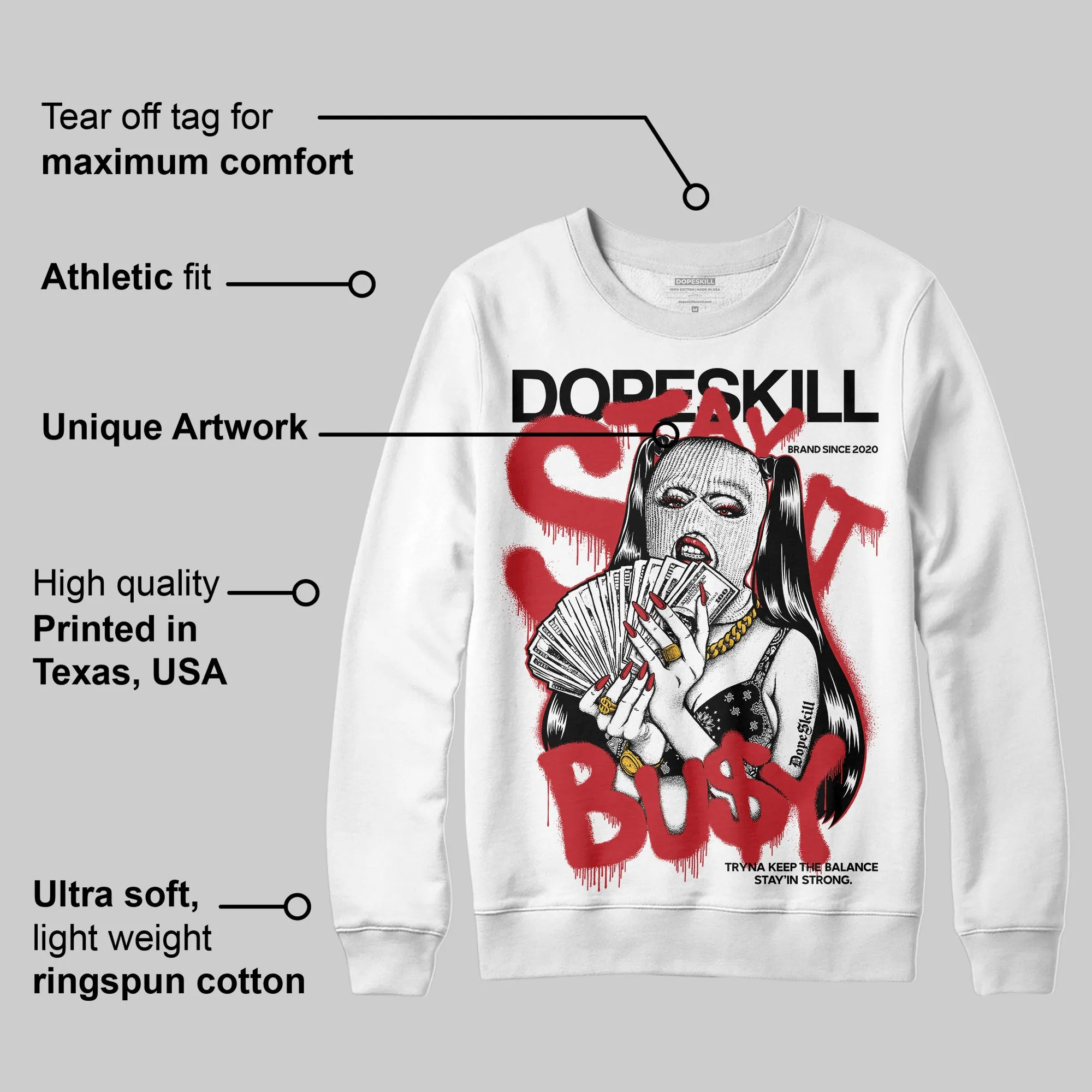 Bred 11s DopeSkill Sweatshirt Stay It Busy Graphic sold by DopeSkill product image thumbnail 3