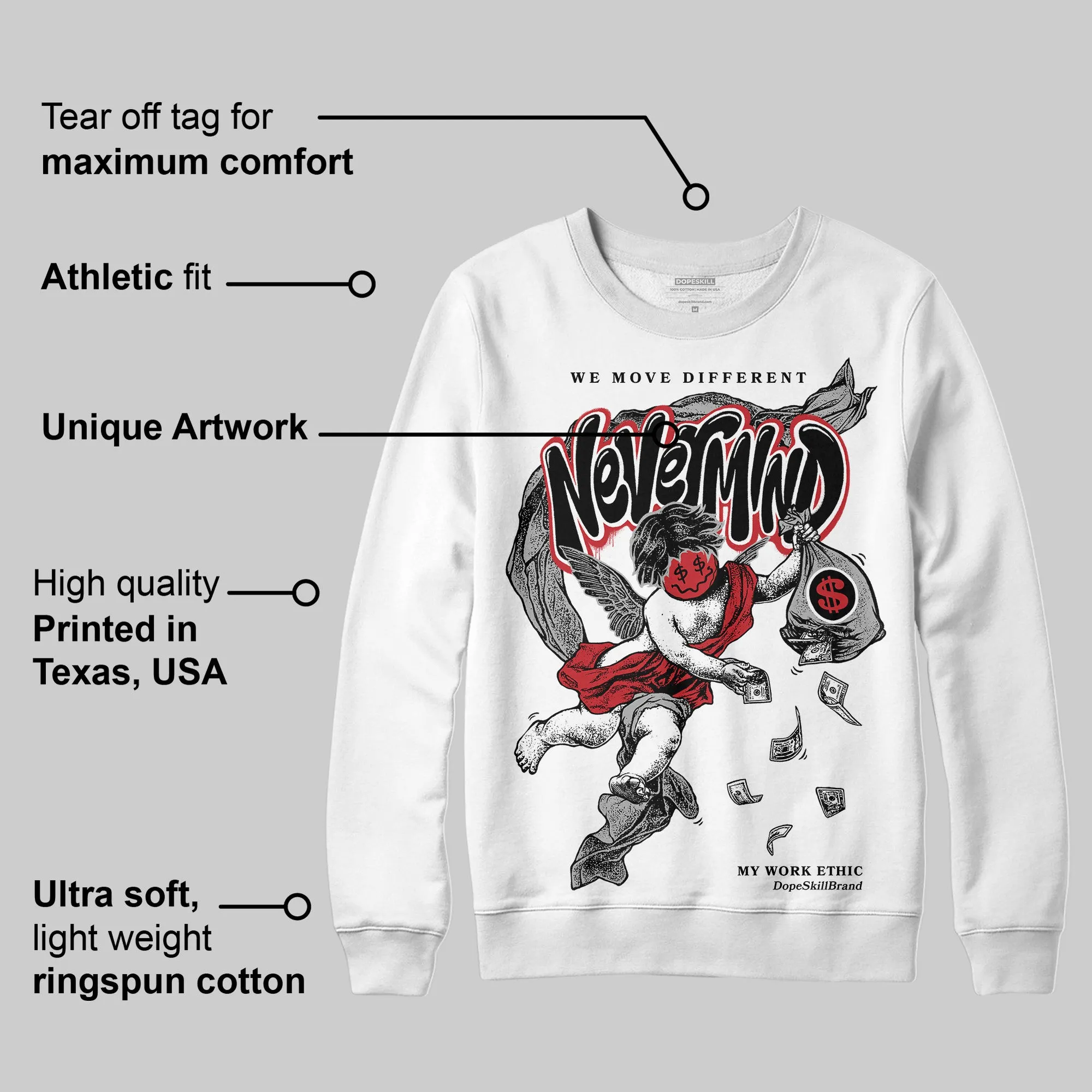 Bred 11s DopeSkill Sweatshirt Nevermind Graphic sold by DopeSkill product image thumbnail 3