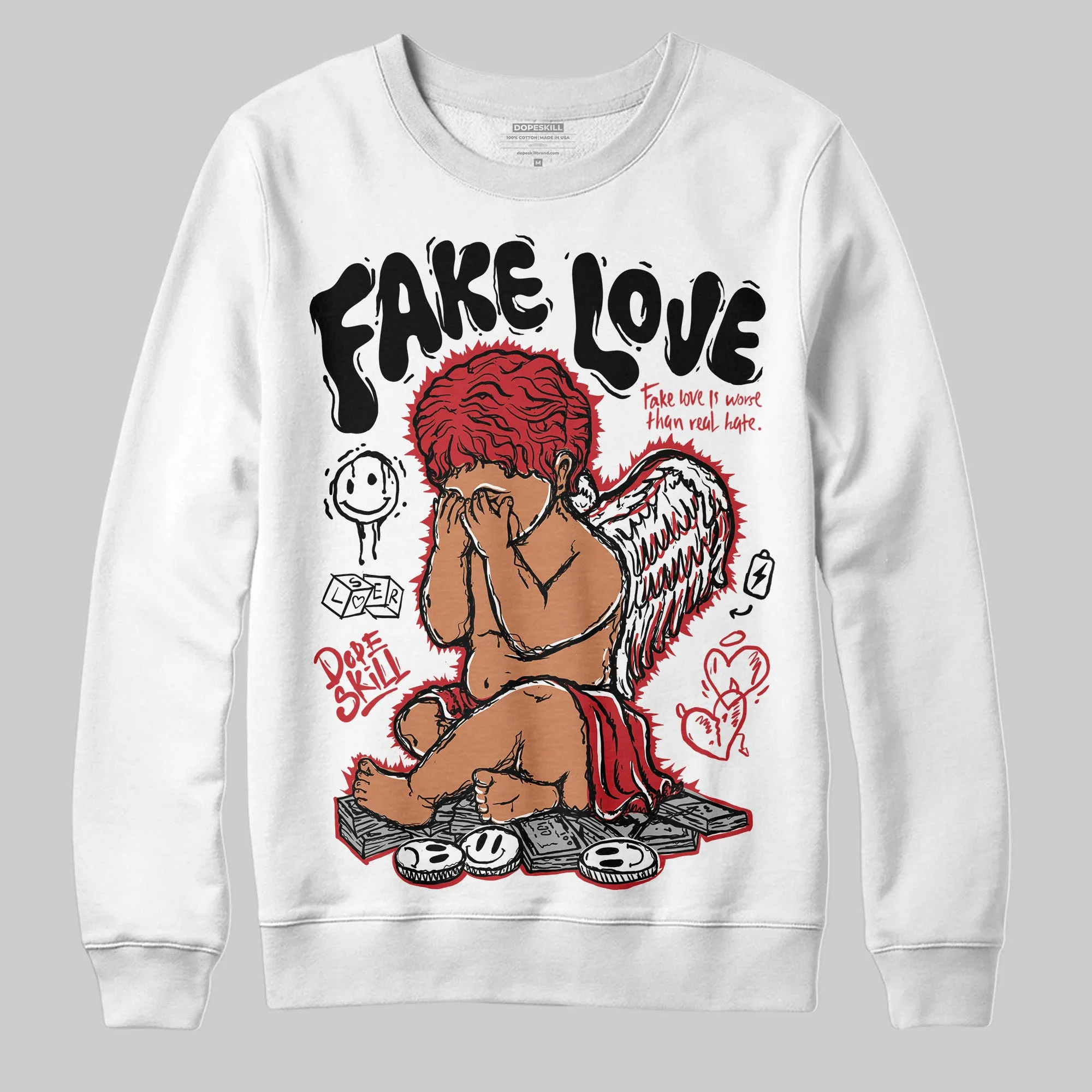Bred 11s DopeSkill Sweatshirt False Love Graphic sold by DopeSkill