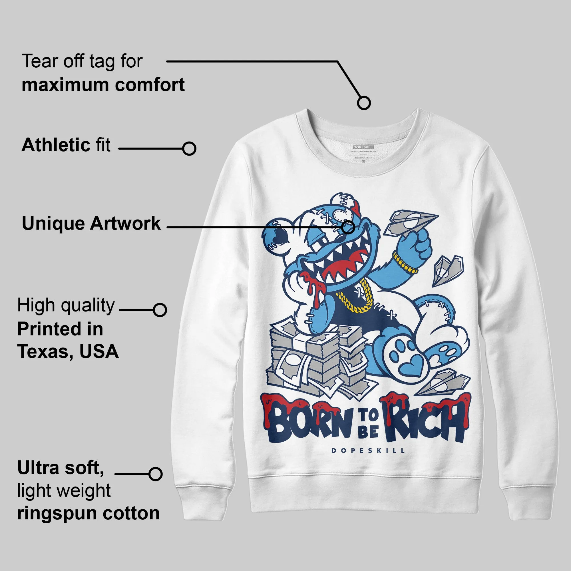 Obsidian 1s 2025 DopeSkill Sweatshirt Born To Be Rich Graphic sold by DopeSkill product image thumbnail 3