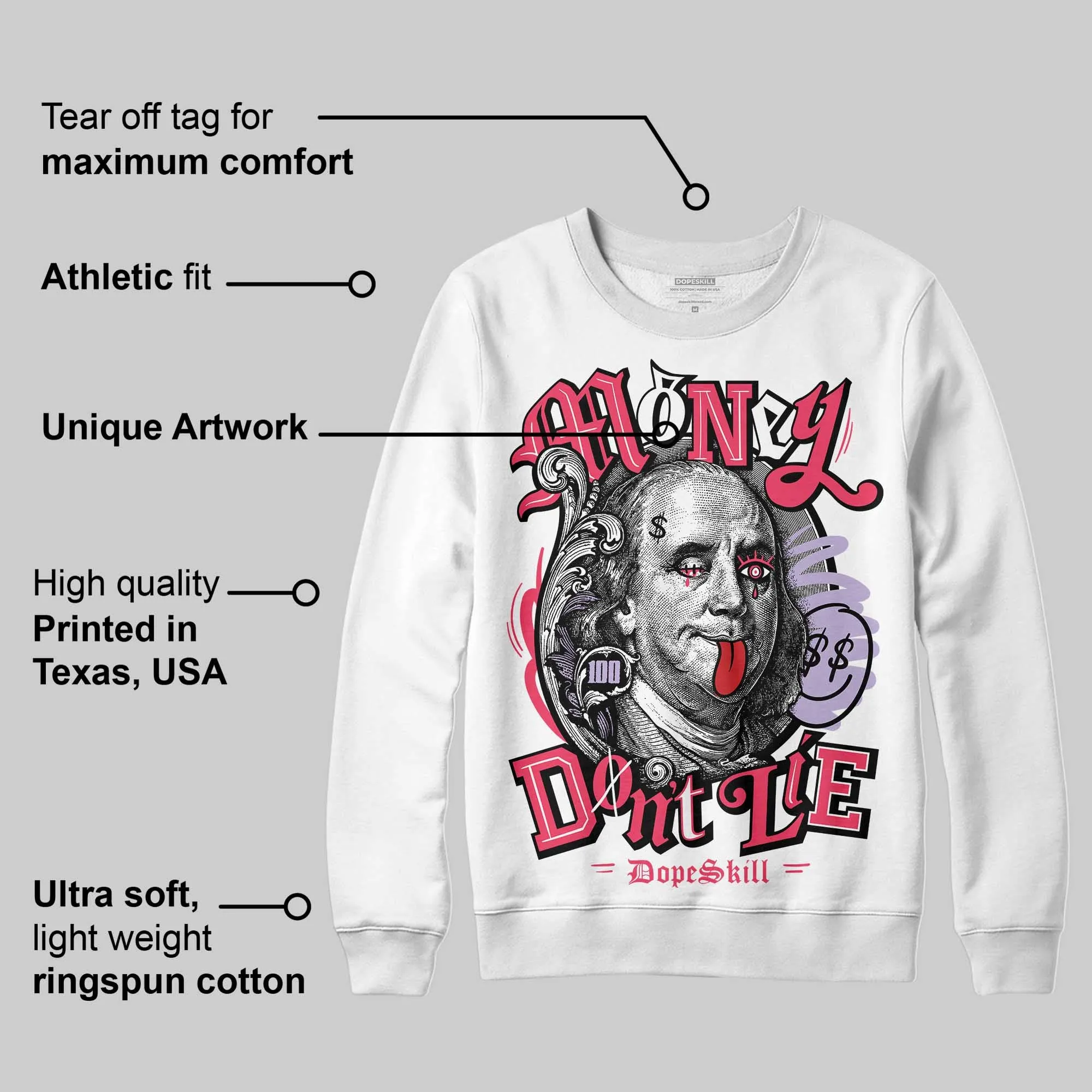 Peanut Butter Jelly 5s DopeSkill Sweatshirt Money Don't Lie Graphic sold by DopeSkill product image thumbnail 3