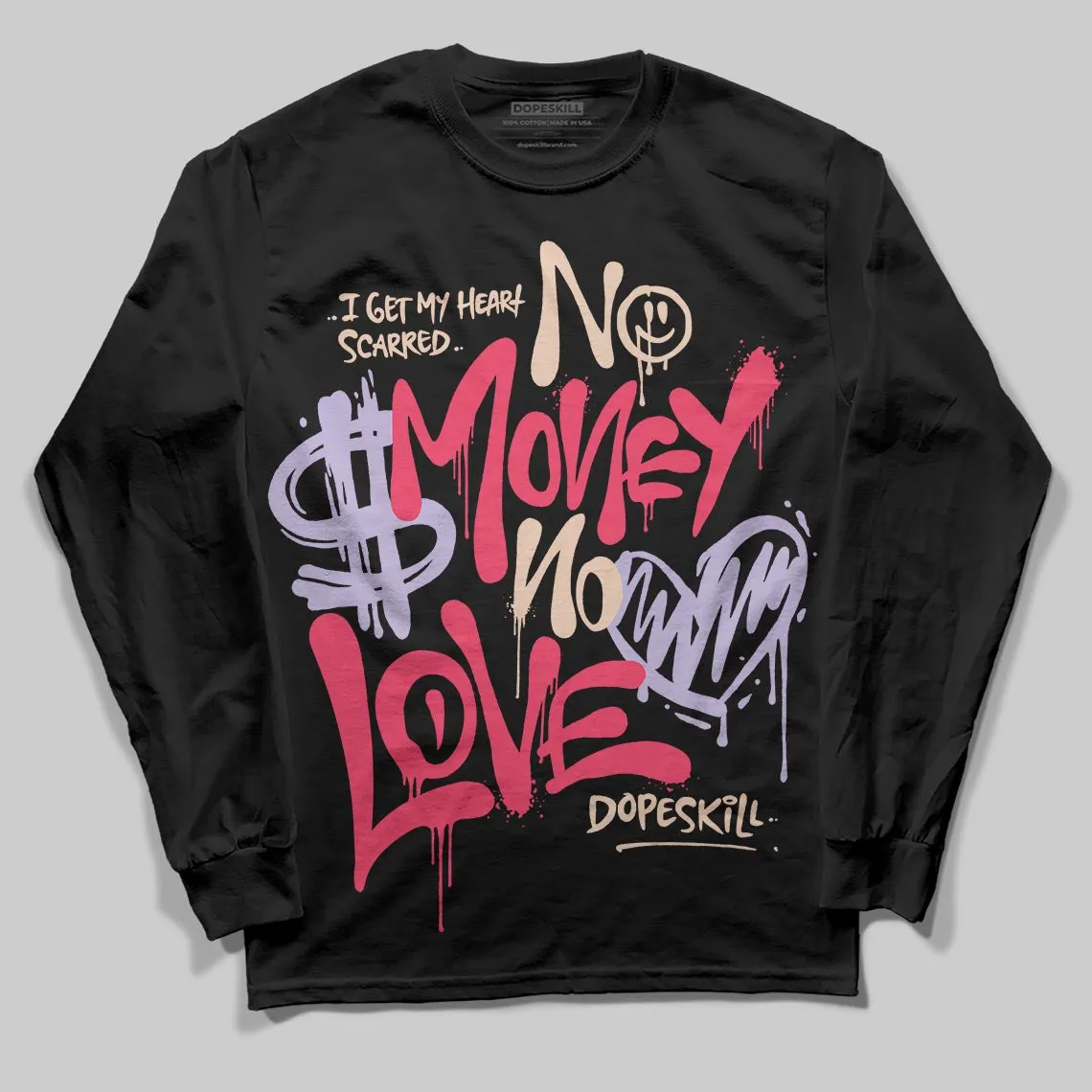 Peanut Butter Jelly 5s DopeSkill Long Sleeve T-Shirt No Money No Love Typo Graphic sold by DopeSkill product image thumbnail 2