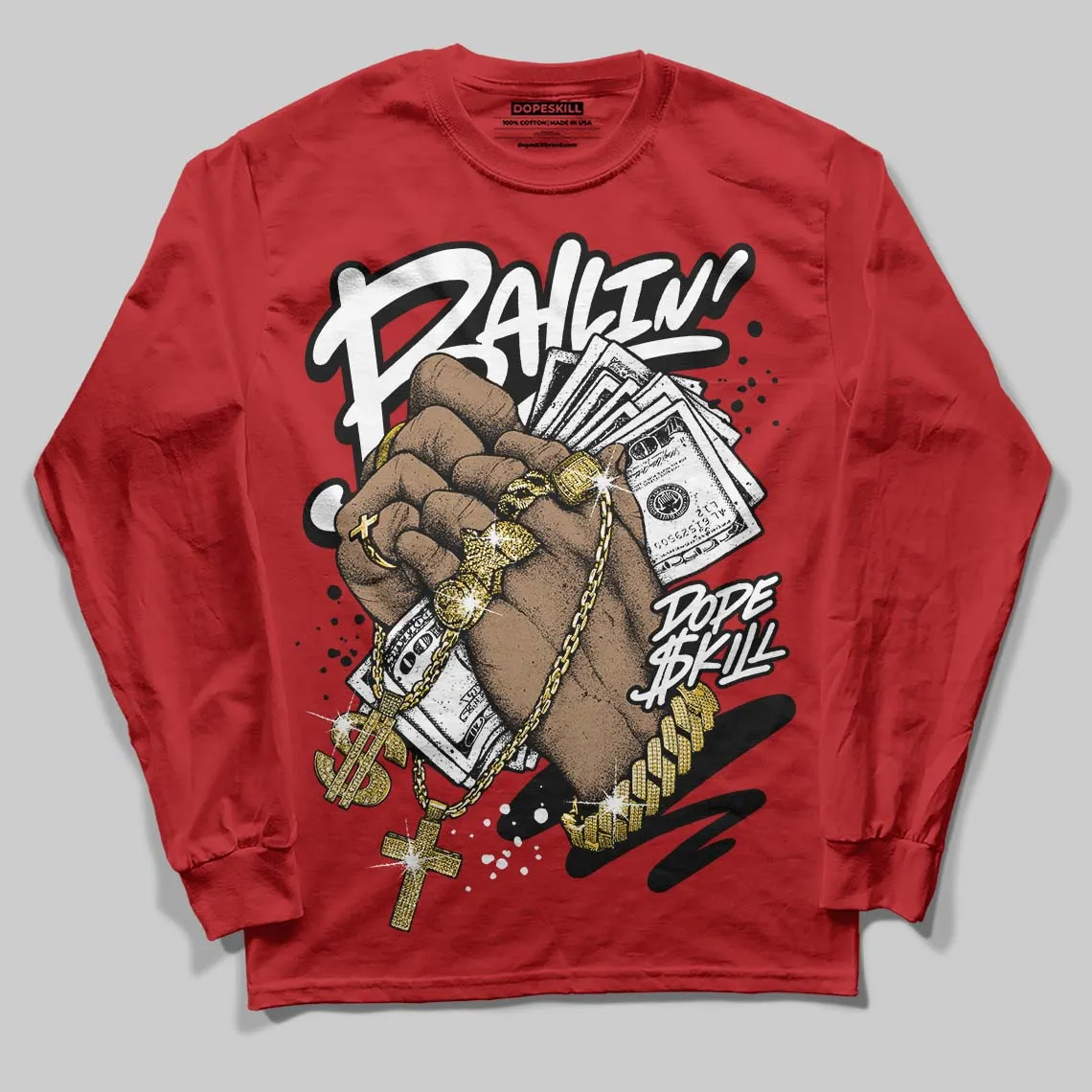 Red Collection DopeSkill Long Sleeve T-Shirt Always Ballin' Graphic sold by DopeSkill product image thumbnail 3