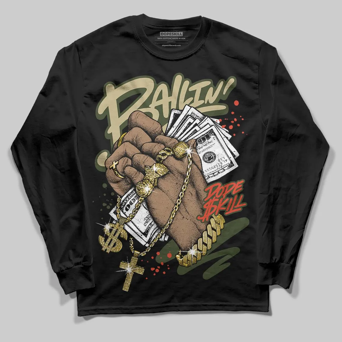Olive Collection DopeSkill Long Sleeve T-Shirt Always Ballin' Graphic sold by DopeSkill product image thumbnail 2