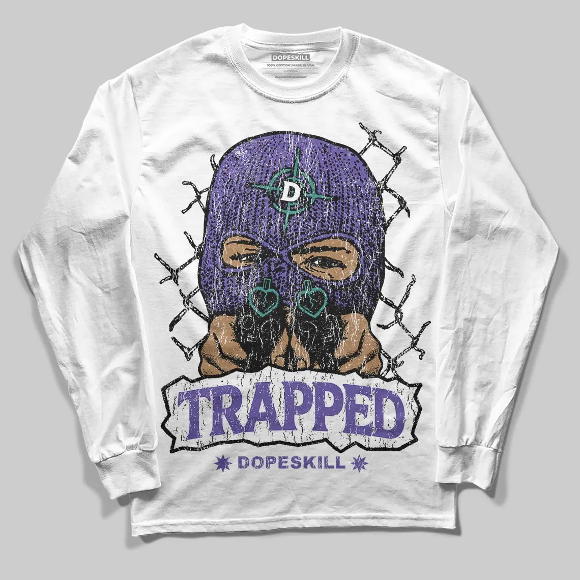 Grape 5s DopeSkill Long Sleeve T-Shirt New Trapped Graphic sold by DopeSkill