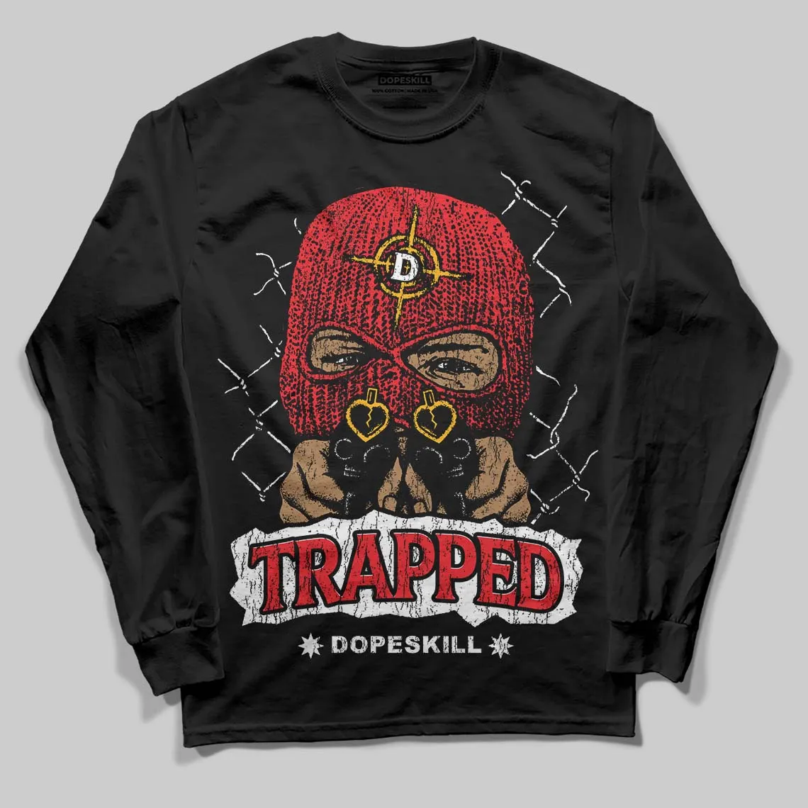 Red Collection DopeSkill Long Sleeve T-Shirt New Trapped Graphic sold by DopeSkill