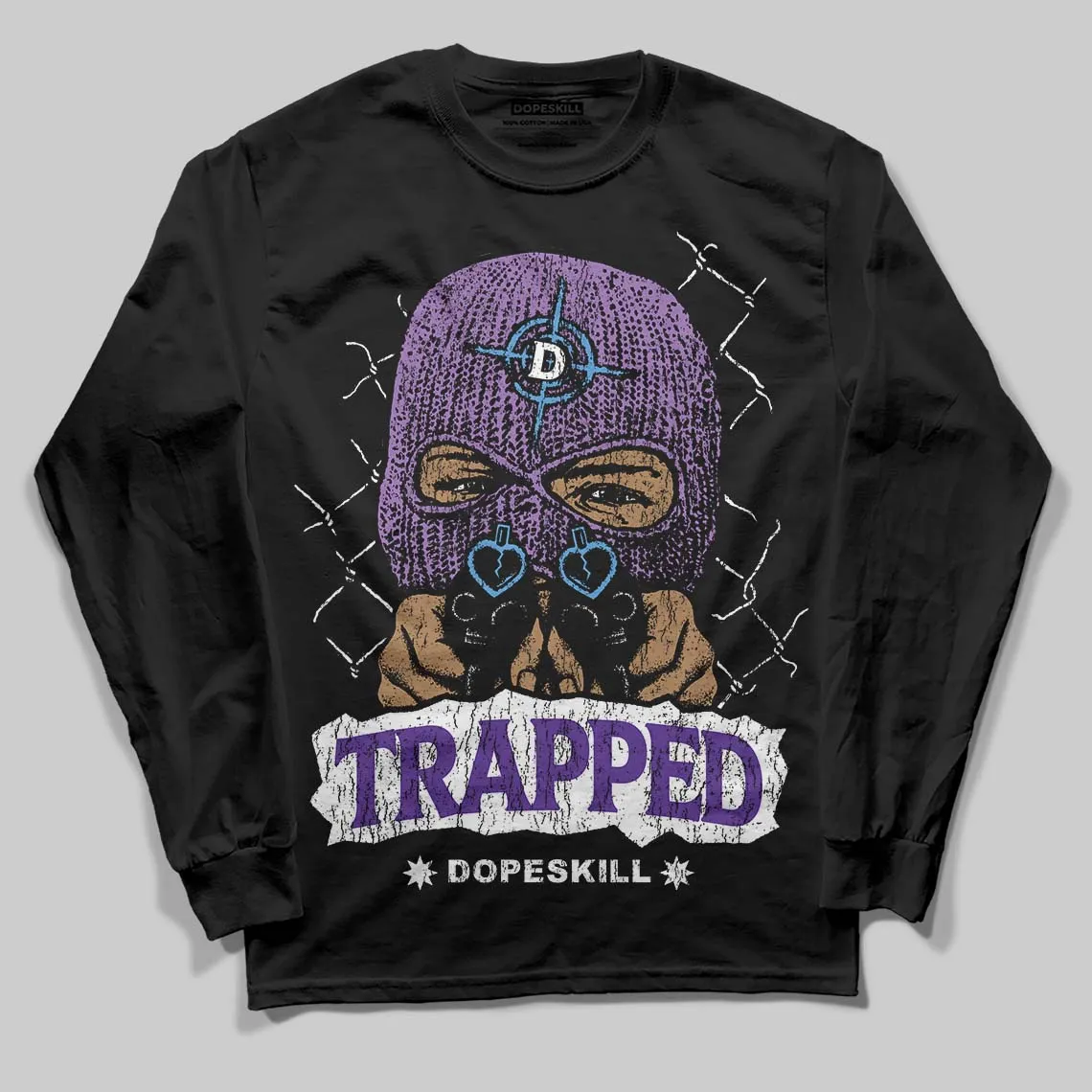 PURPLE Collection DopeSkill Long Sleeve T-Shirt New Trapped Graphic sold by DopeSkill