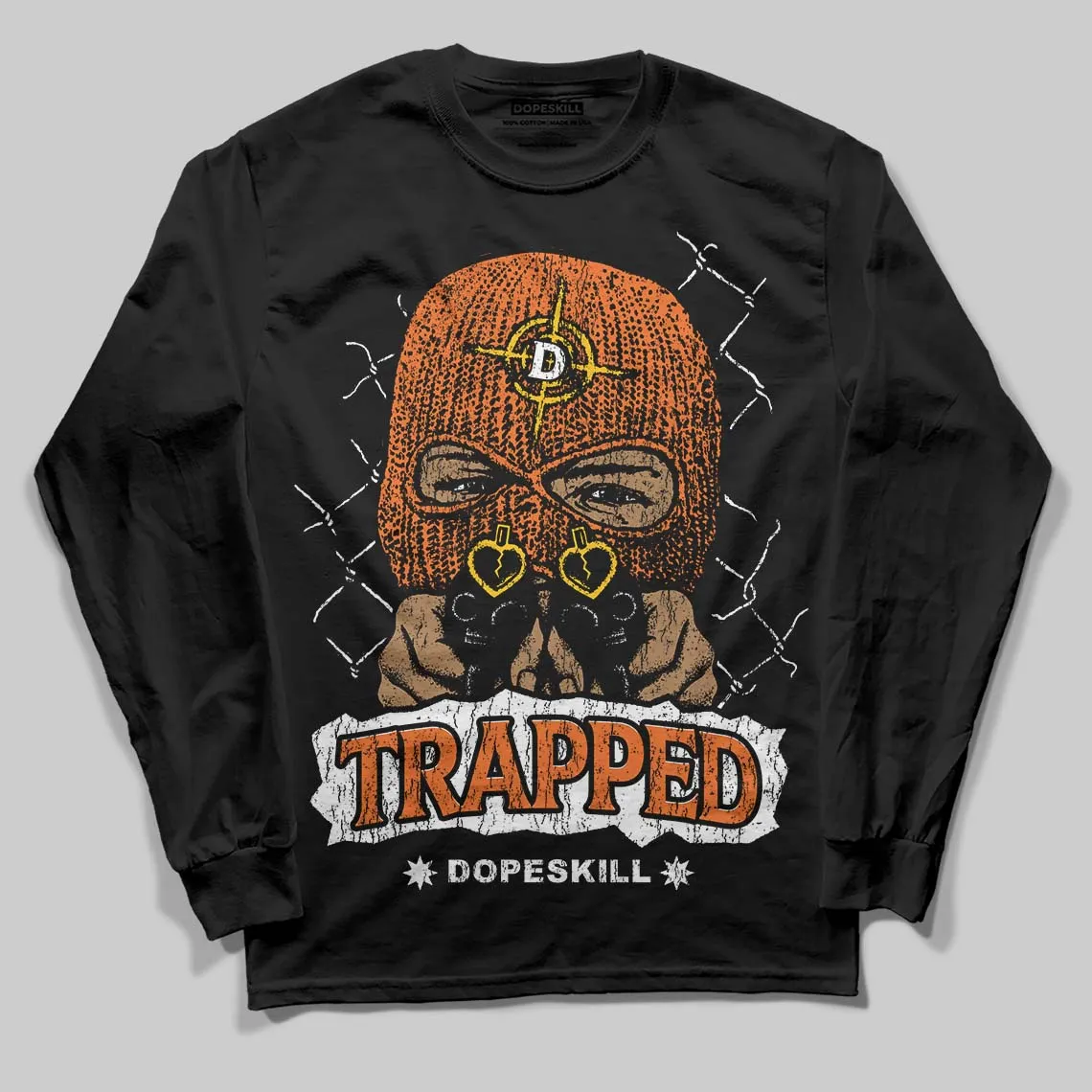 Orange Black White DopeSkill Long Sleeve T-Shirt New Trapped Graphic sold by DopeSkill product image thumbnail 2