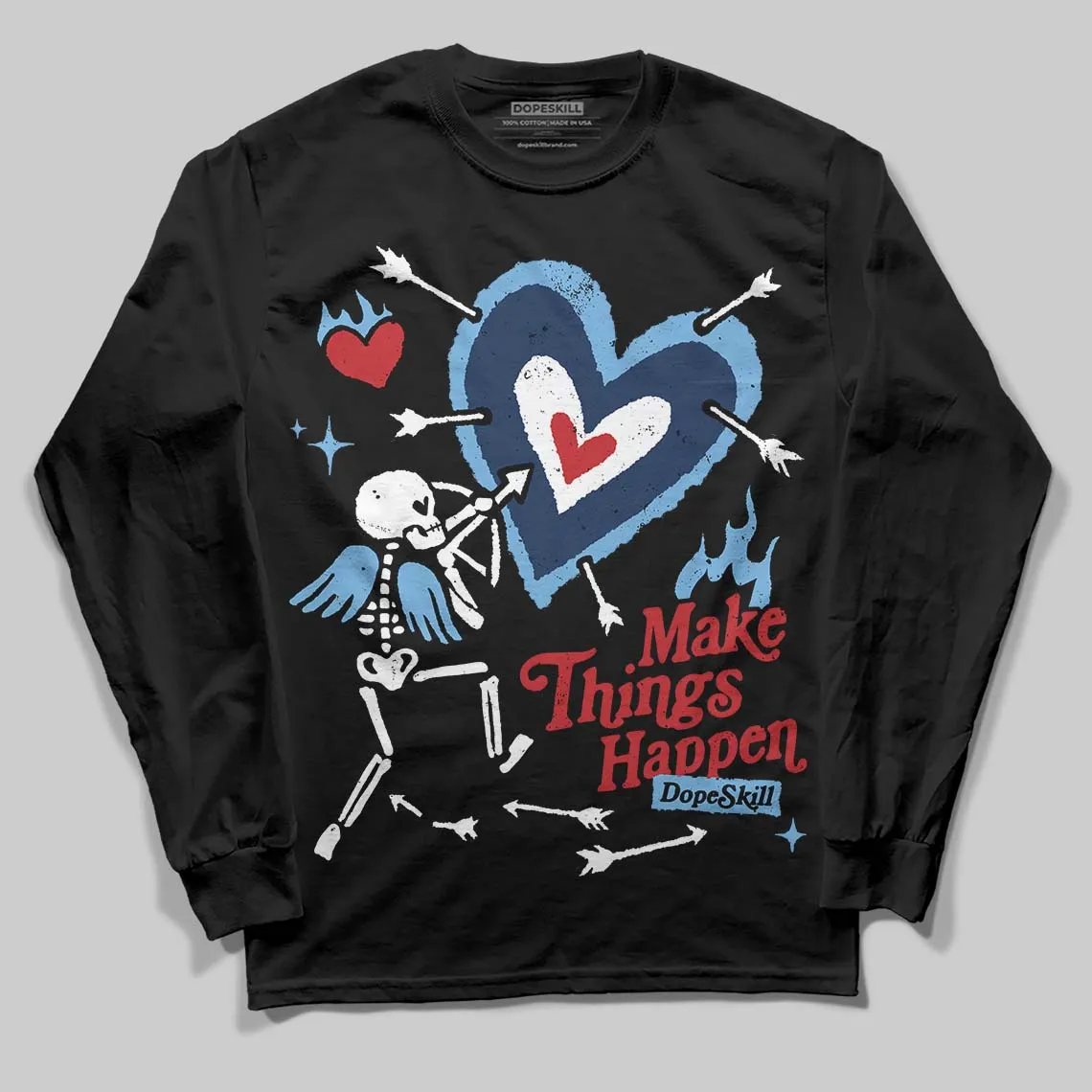 Summit White Navy 4s DopeSkill Long Sleeve T-Shirt Make Things Happen Graphic sold by DopeSkill product image thumbnail 2