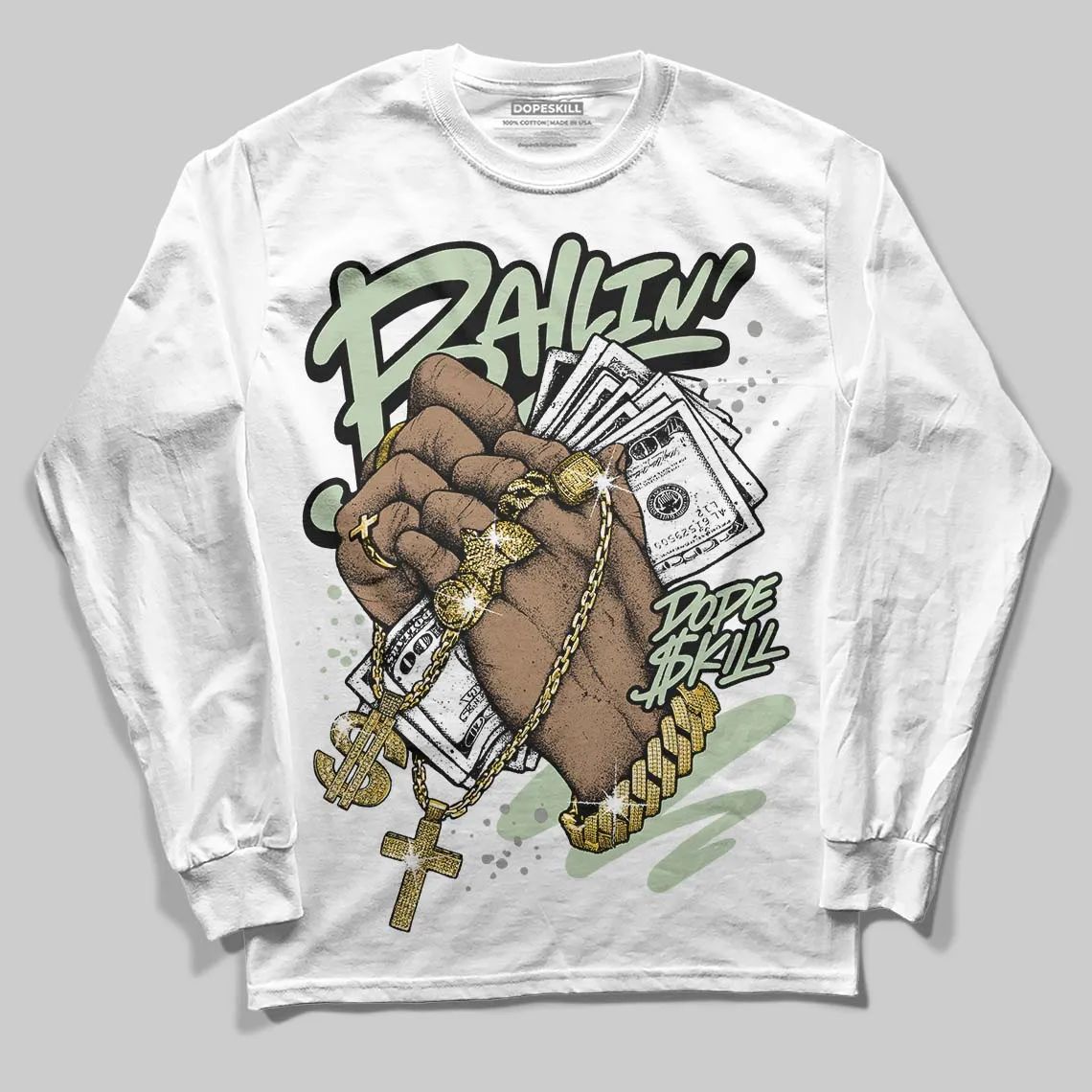 Seafoam 4s 2025 DopeSkill Long Sleeve T-Shirt Always Ballin' Graphic sold by DopeSkill product image thumbnail 2