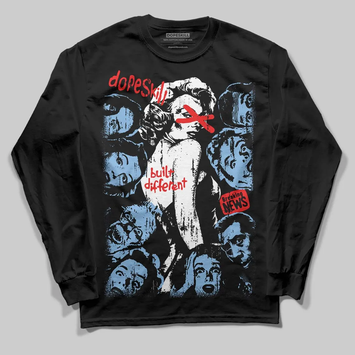 University Blue 6s DopeSkill Long Sleeve T-Shirt Built Different Graphic sold by DopeSkill product image thumbnail 2