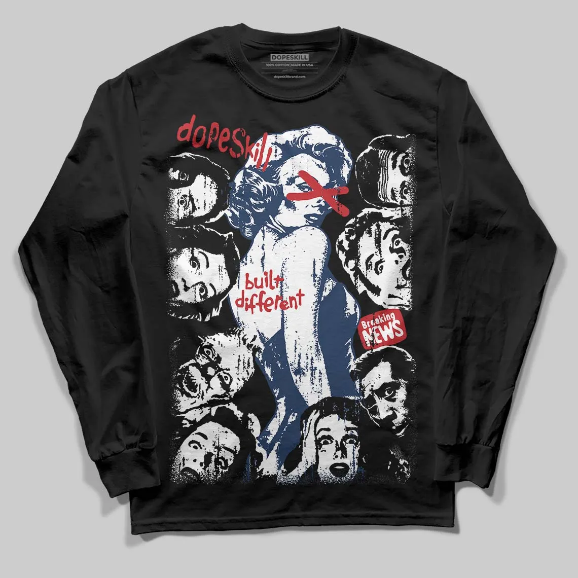 Summit White Navy 4s DopeSkill Long Sleeve T-Shirt Built Different Graphic sold by DopeSkill product image thumbnail 2