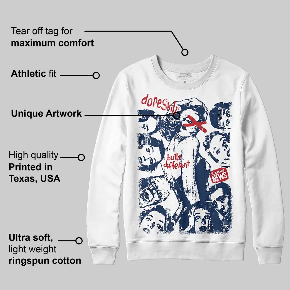 Summit White Navy 4s DopeSkill Sweatshirt Built Different Graphic sold by DopeSkill product image thumbnail 3