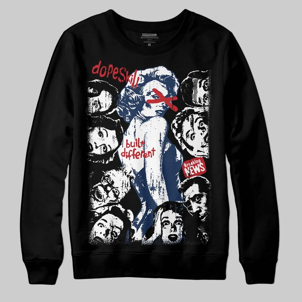 Summit White Navy 4s DopeSkill Sweatshirt Built Different Graphic sold by DopeSkill product image thumbnail 2