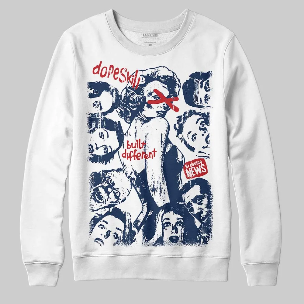 Summit White Navy 4s DopeSkill Sweatshirt Built Different Graphic sold by DopeSkill