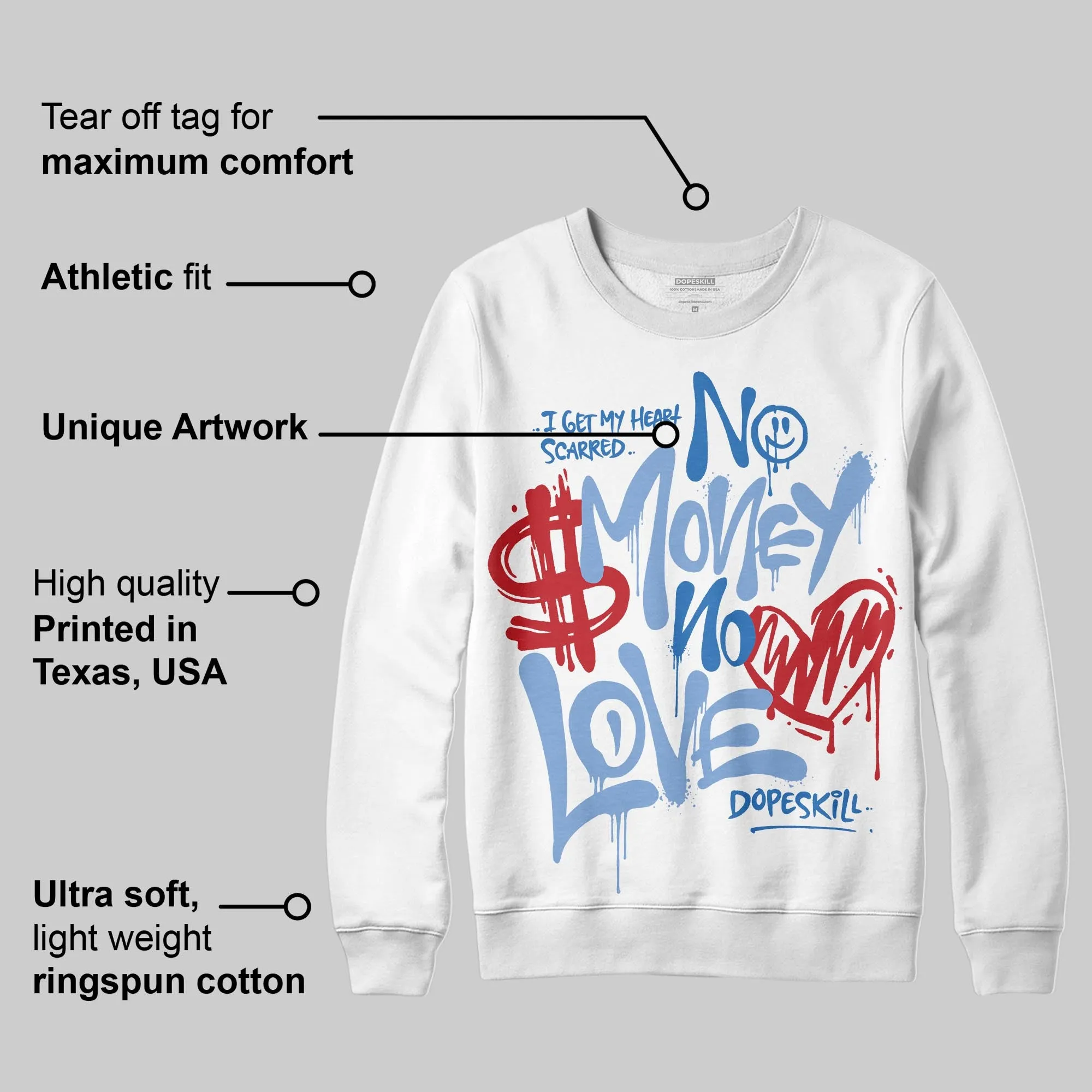 Forget Me Not 4s DopeSkill Sweatshirt No Money No Love Typo Graphic sold by DopeSkill product image thumbnail 3