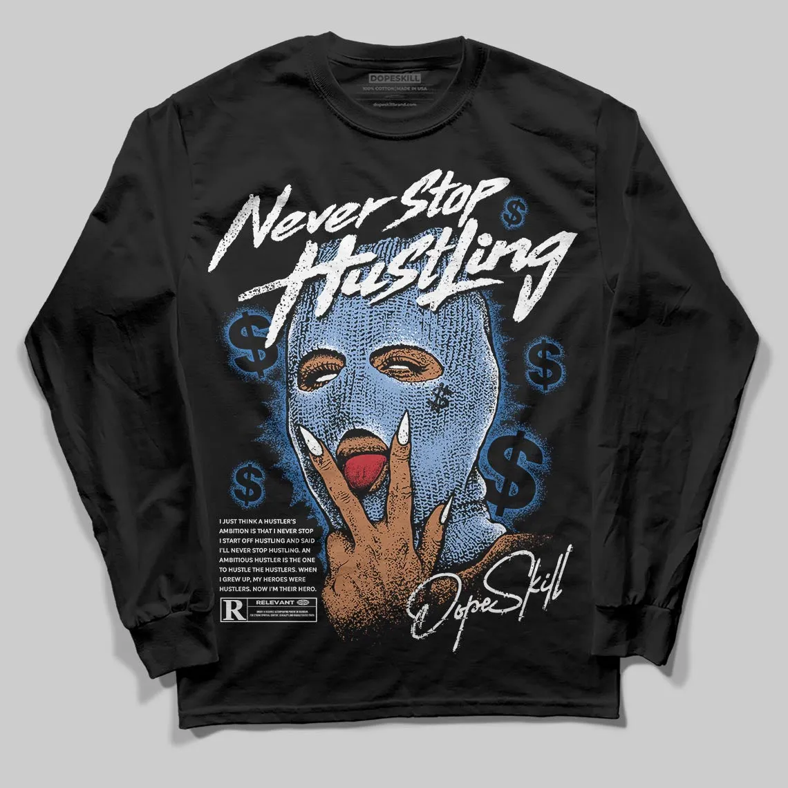 Forget Me Not 4s DopeSkill Long Sleeve T-Shirt Never Stop Hustling Graphic sold by DopeSkill product image thumbnail 2