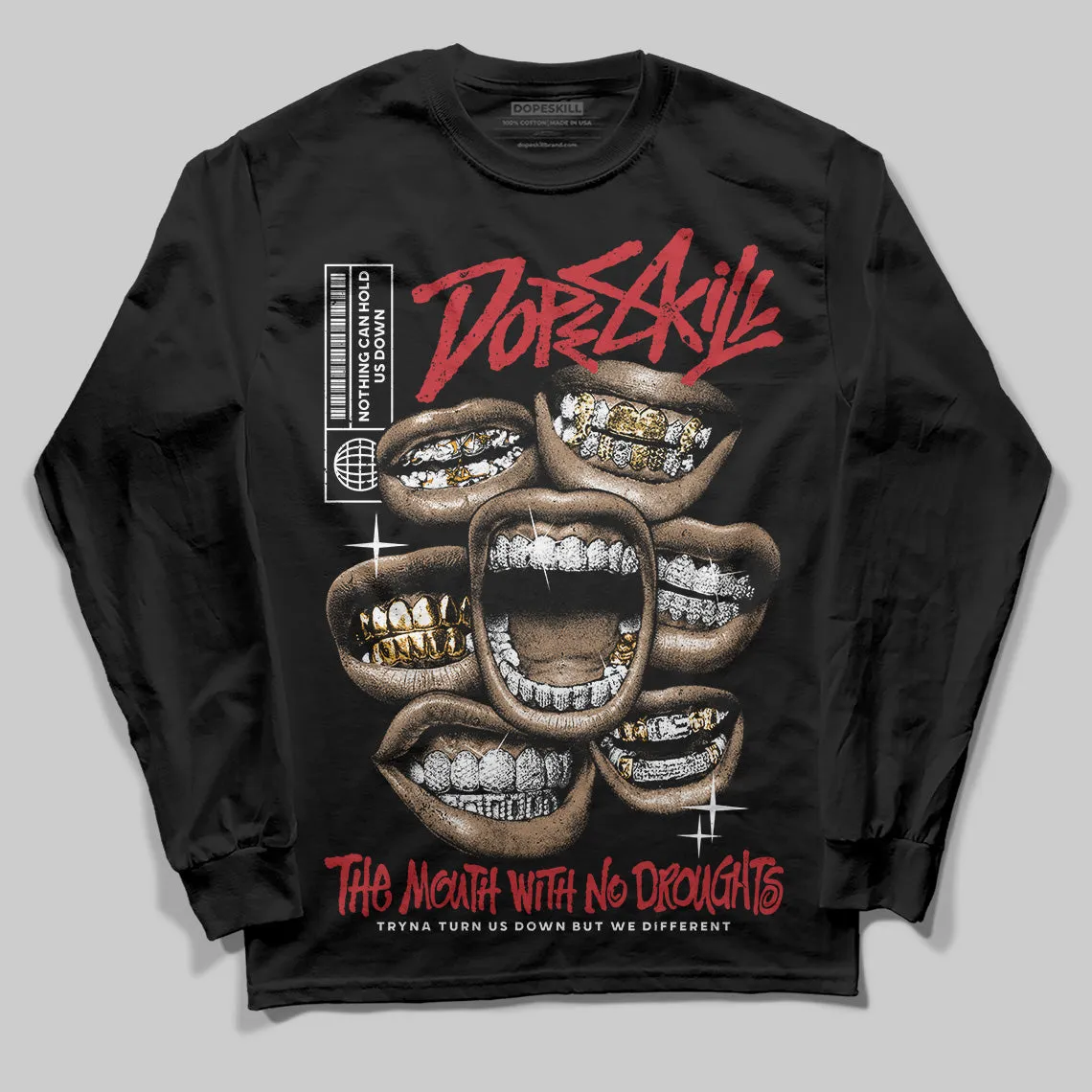 Bred 11s DopeSkill Long Sleeve T-Shirt The Mouth With No Droughts Graphic sold by DopeSkill product image thumbnail 2