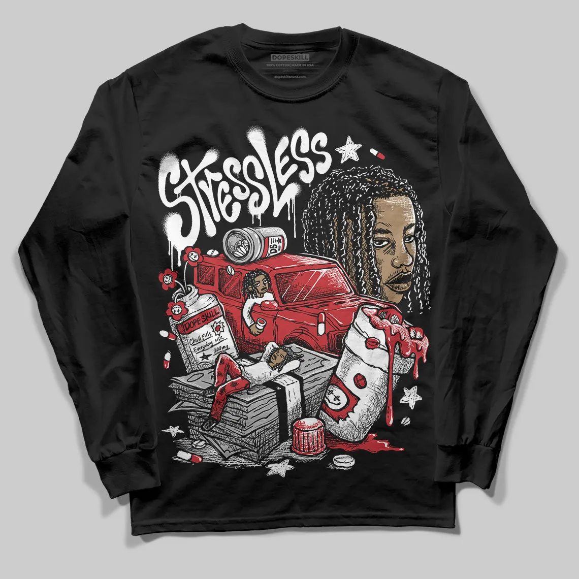 Bred 11s DopeSkill Long Sleeve T-Shirt Stressless Graphic sold by DopeSkill product image thumbnail 2