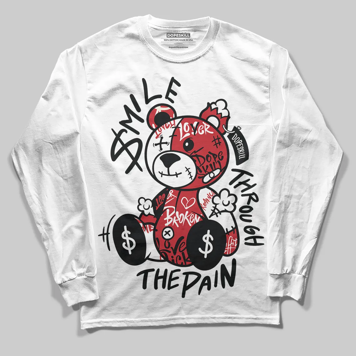 Bred 11s DopeSkill Long Sleeve T-Shirt Smile Through The Pain Graphic sold by DopeSkill