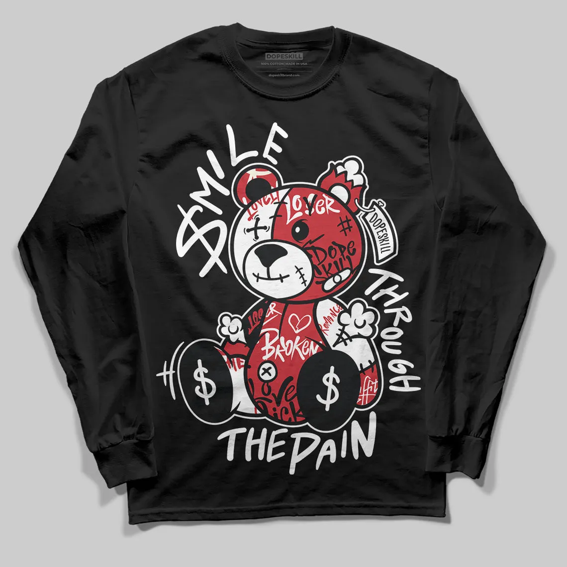 Bred 11s DopeSkill Long Sleeve T-Shirt Smile Through The Pain Graphic sold by DopeSkill product image thumbnail 2
