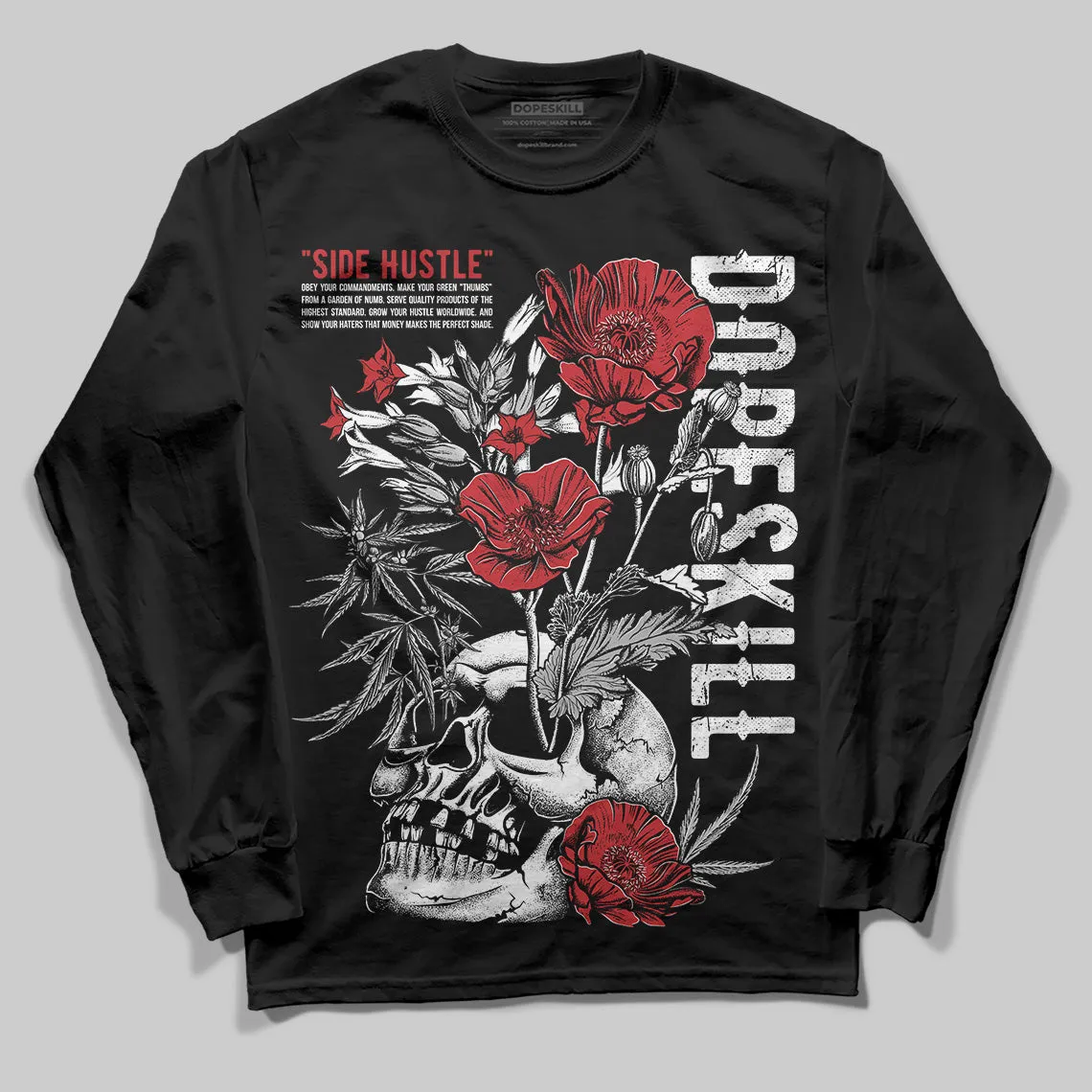 Bred 11s DopeSkill Long Sleeve T-Shirt Side Hustle Graphic sold by DopeSkill product image thumbnail 2