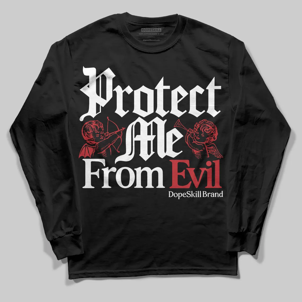 Bred 11s DopeSkill Long Sleeve T-Shirt Protect Me From Evil Graphic sold by DopeSkill product image thumbnail 2