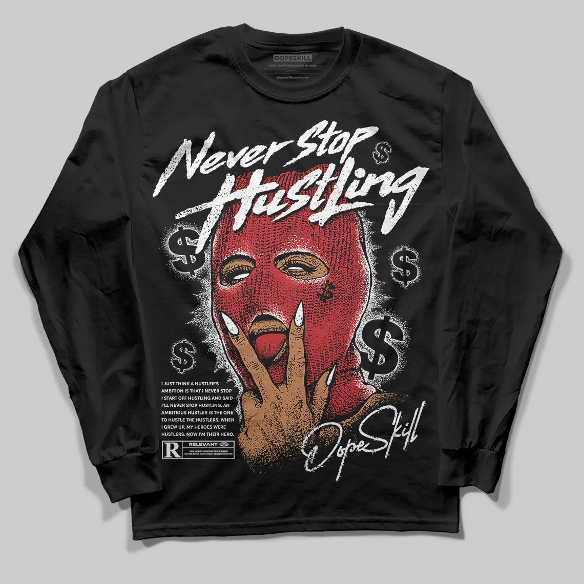 Bred 11s DopeSkill Long Sleeve T-Shirt Never Stop Hustling Graphic sold by DopeSkill product image thumbnail 2