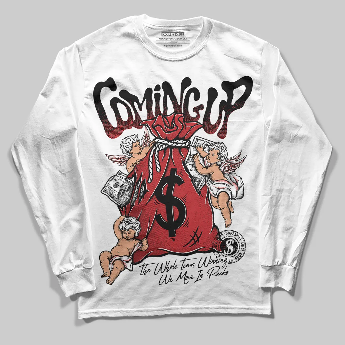 Bred 11s DopeSkill Long Sleeve T-Shirt Money Bag Coming Up Graphic sold by DopeSkill