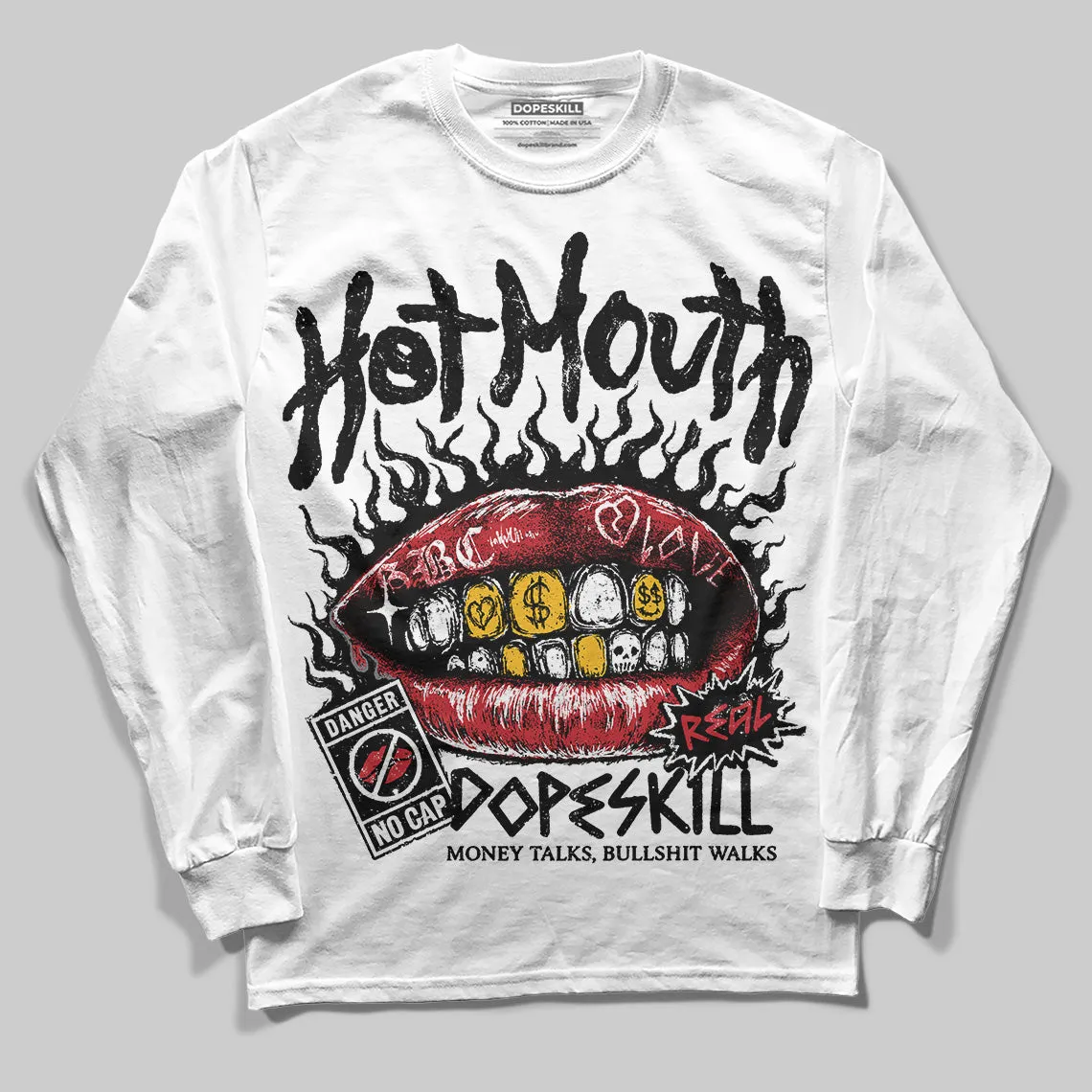 Bred 11s DopeSkill Long Sleeve T-Shirt Hot Mouth Graphic sold by DopeSkill