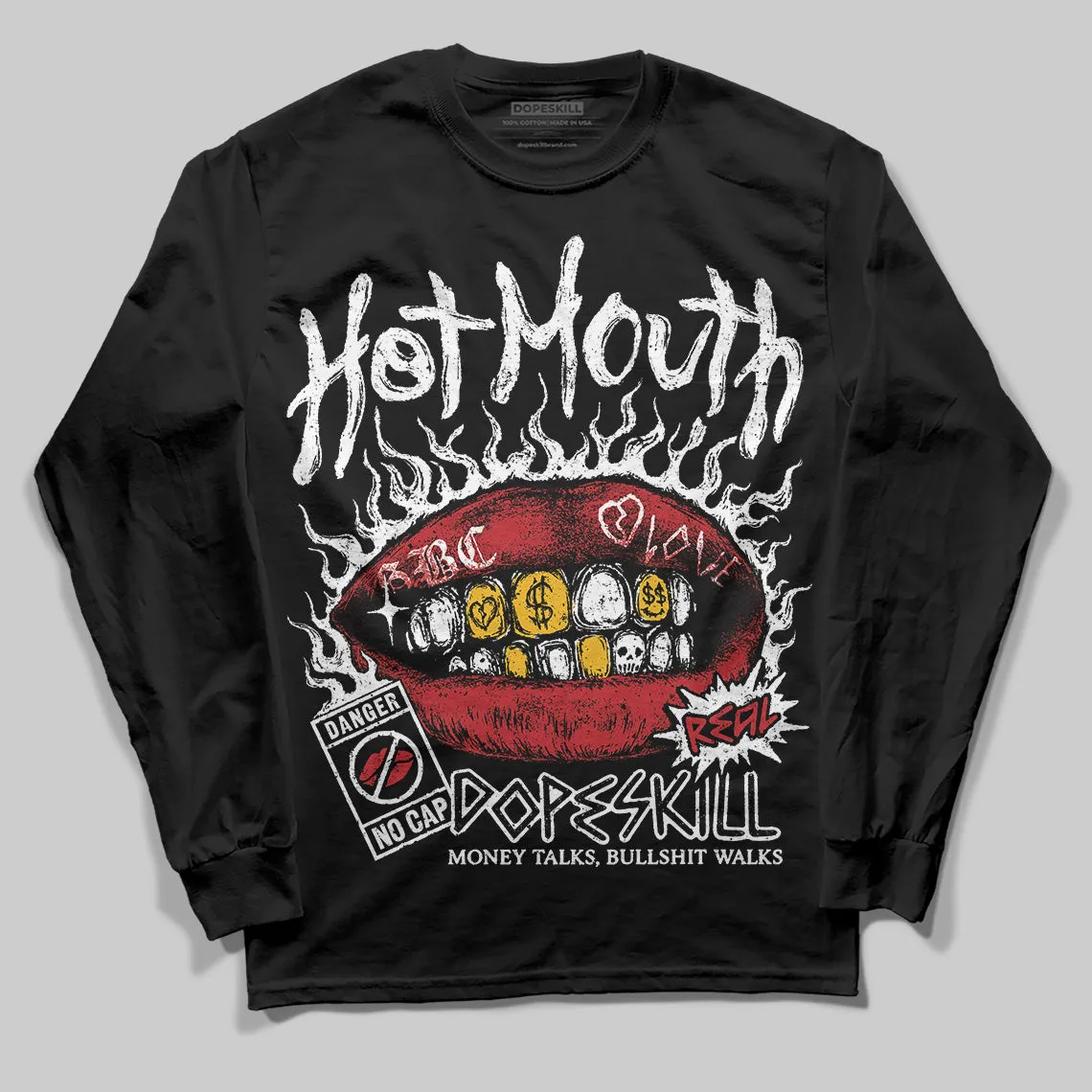 Bred 11s DopeSkill Long Sleeve T-Shirt Hot Mouth Graphic sold by DopeSkill product image thumbnail 2