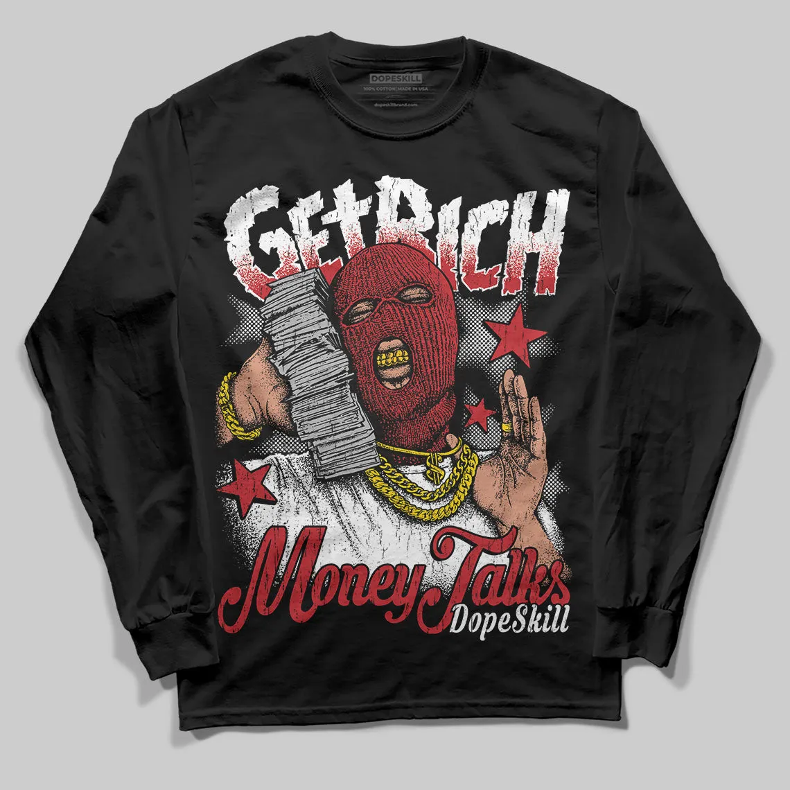 Bred 11s DopeSkill Long Sleeve T-Shirt Get Rich Graphic sold by DopeSkill product image thumbnail 2