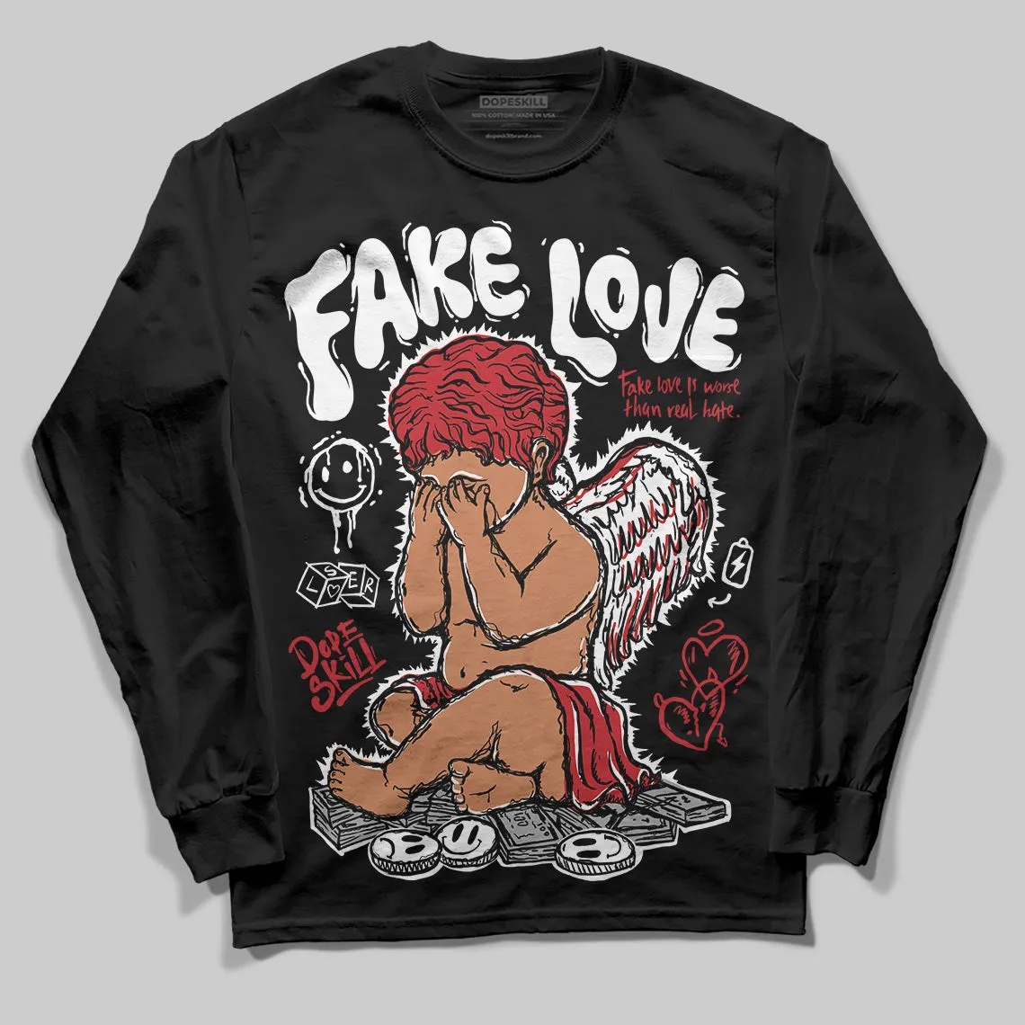 Bred 11s DopeSkill Long Sleeve T-Shirt False Love Graphic sold by DopeSkill product image thumbnail 2