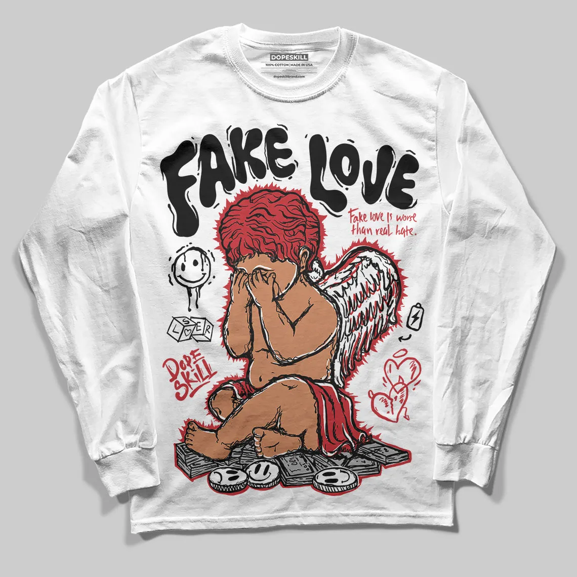 Bred 11s DopeSkill Long Sleeve T-Shirt False Love Graphic sold by DopeSkill