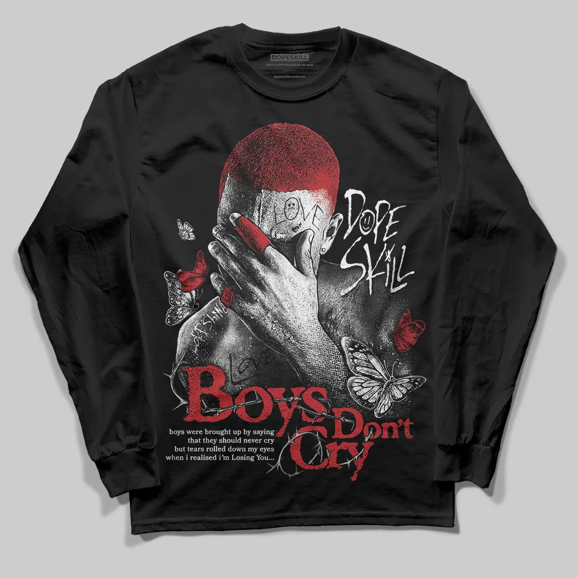 Bred 11s DopeSkill Long Sleeve T-Shirt Boys Don't Cry Graphic sold by DopeSkill product image thumbnail 2