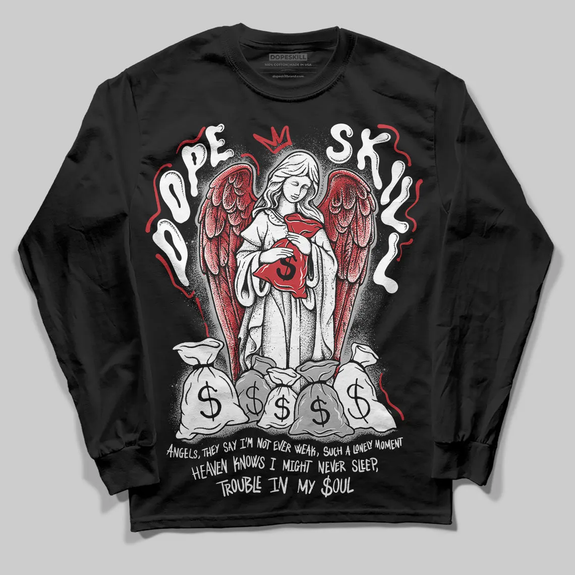 Bred 11s DopeSkill Long Sleeve T-Shirt Angels Graphic sold by DopeSkill product image thumbnail 2