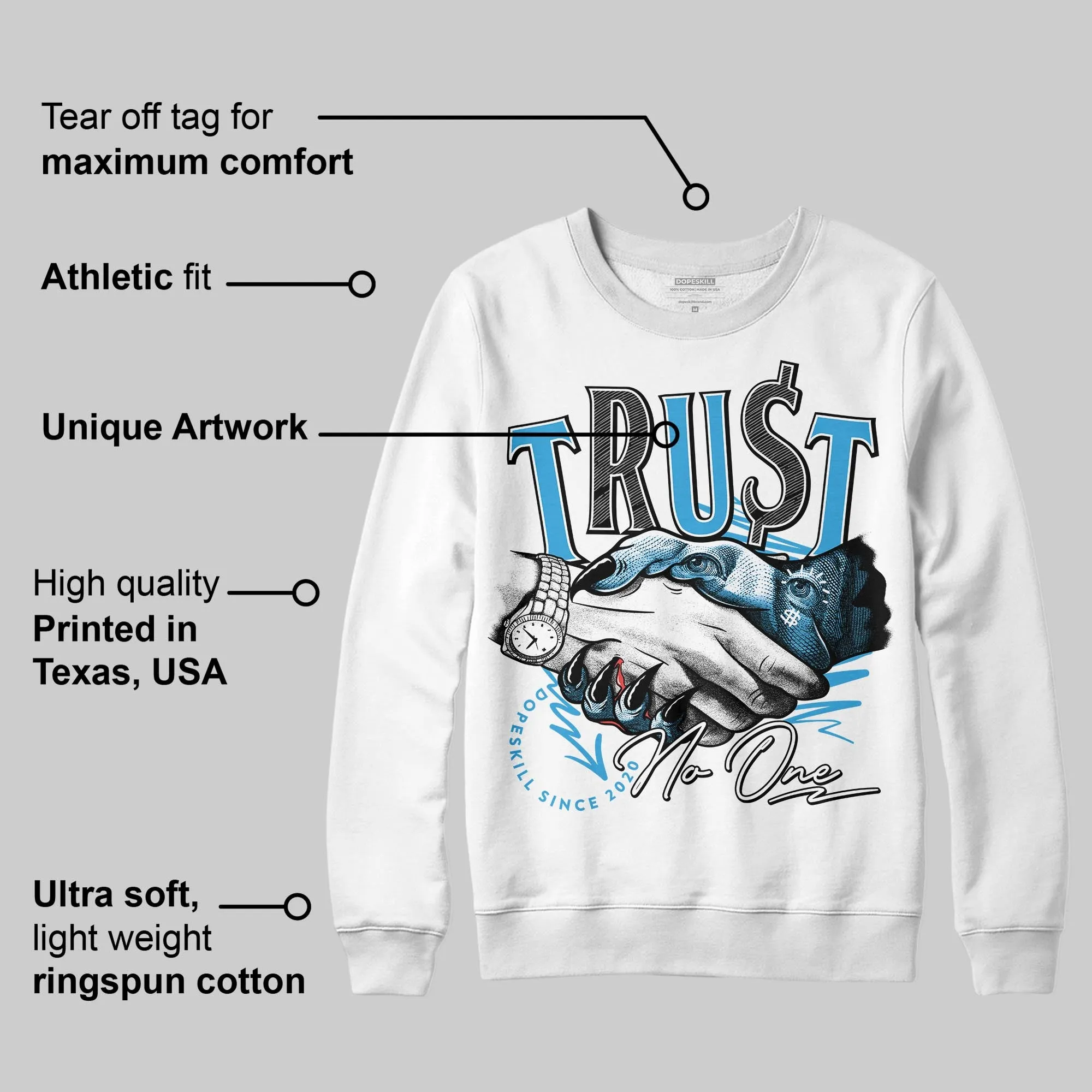 UNC Reimagined 1s DopeSkill Sweatshirt Trust No One Graphic sold by DopeSkill product image thumbnail 3