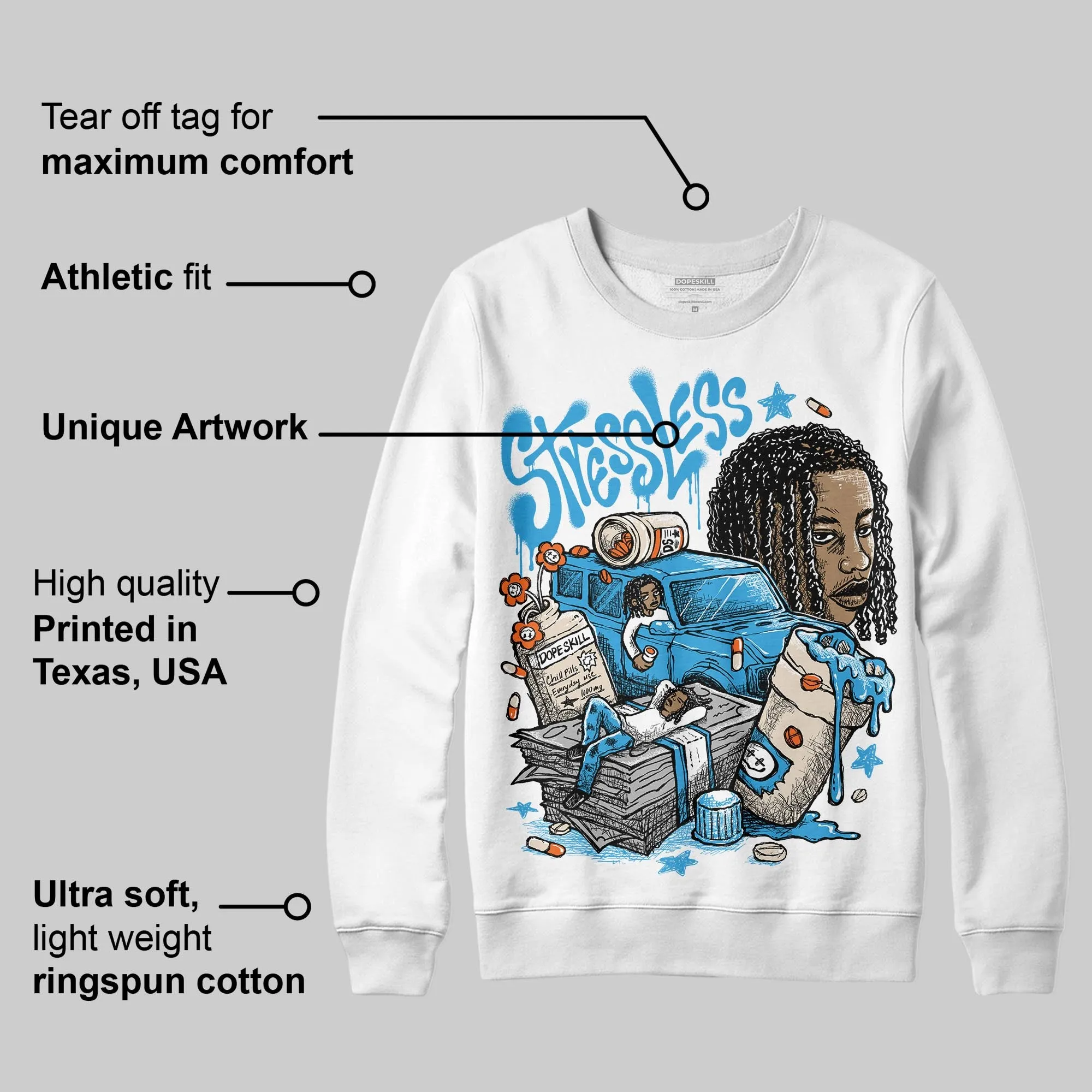 UNC Reimagined 1s DopeSkill Sweatshirt Stressless Graphic sold by DopeSkill product image thumbnail 3