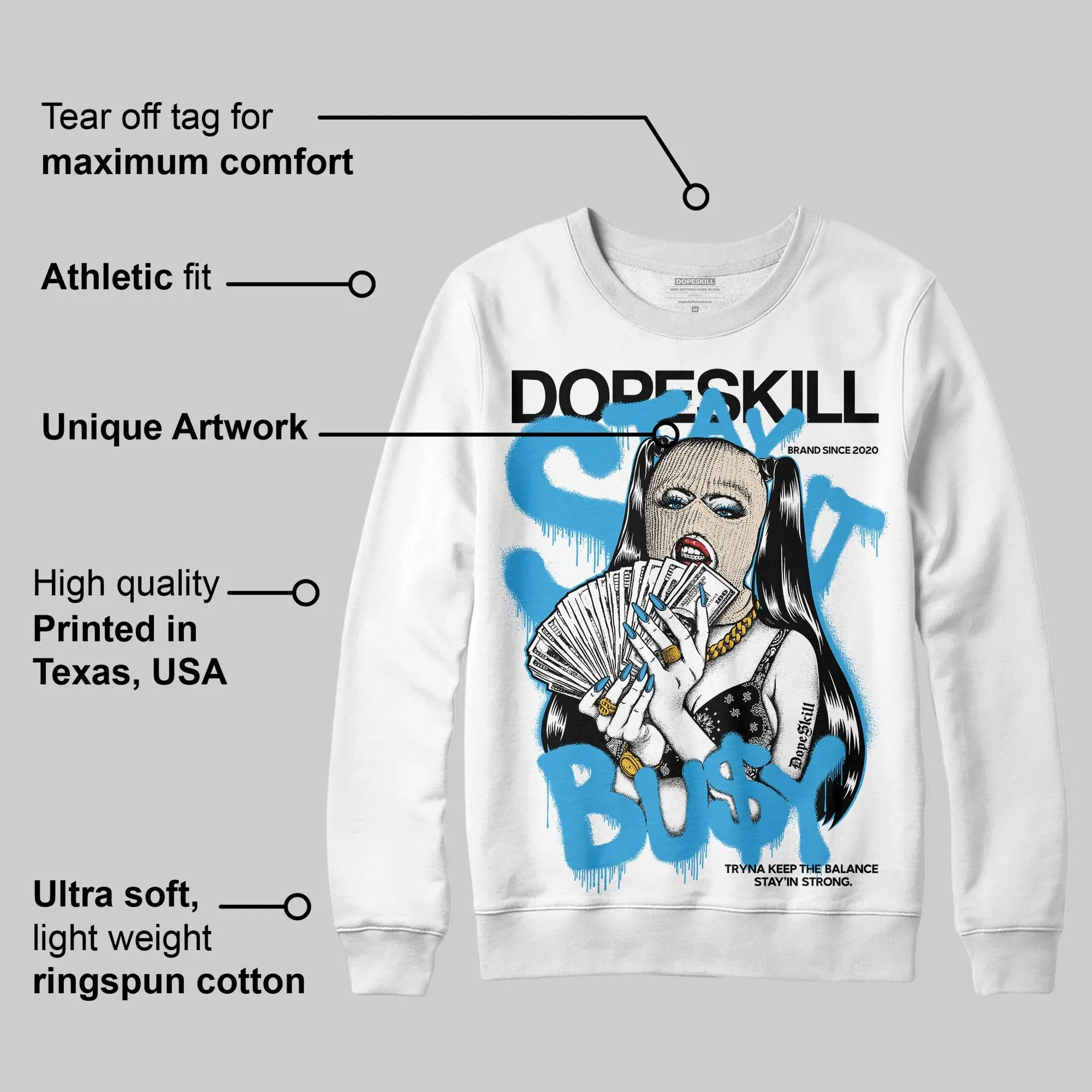 UNC Reimagined 1s DopeSkill Sweatshirt Stay It Busy Graphic sold by DopeSkill product image thumbnail 3