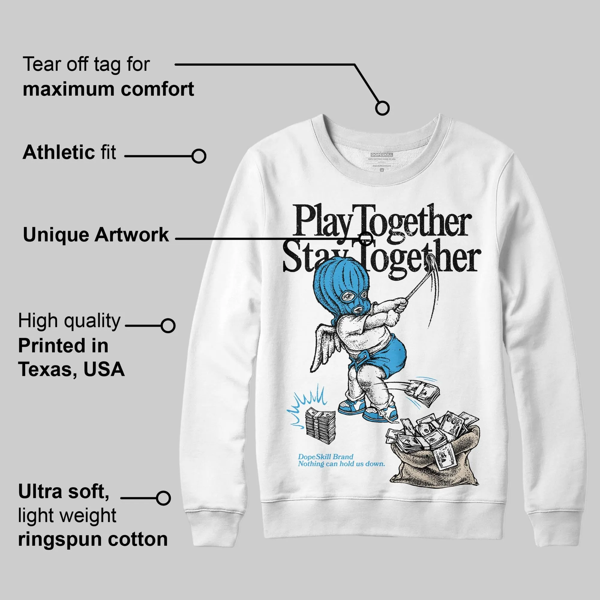 UNC Reimagined 1s DopeSkill Sweatshirt Play together, Stay together Graphic sold by DopeSkill product image thumbnail 3