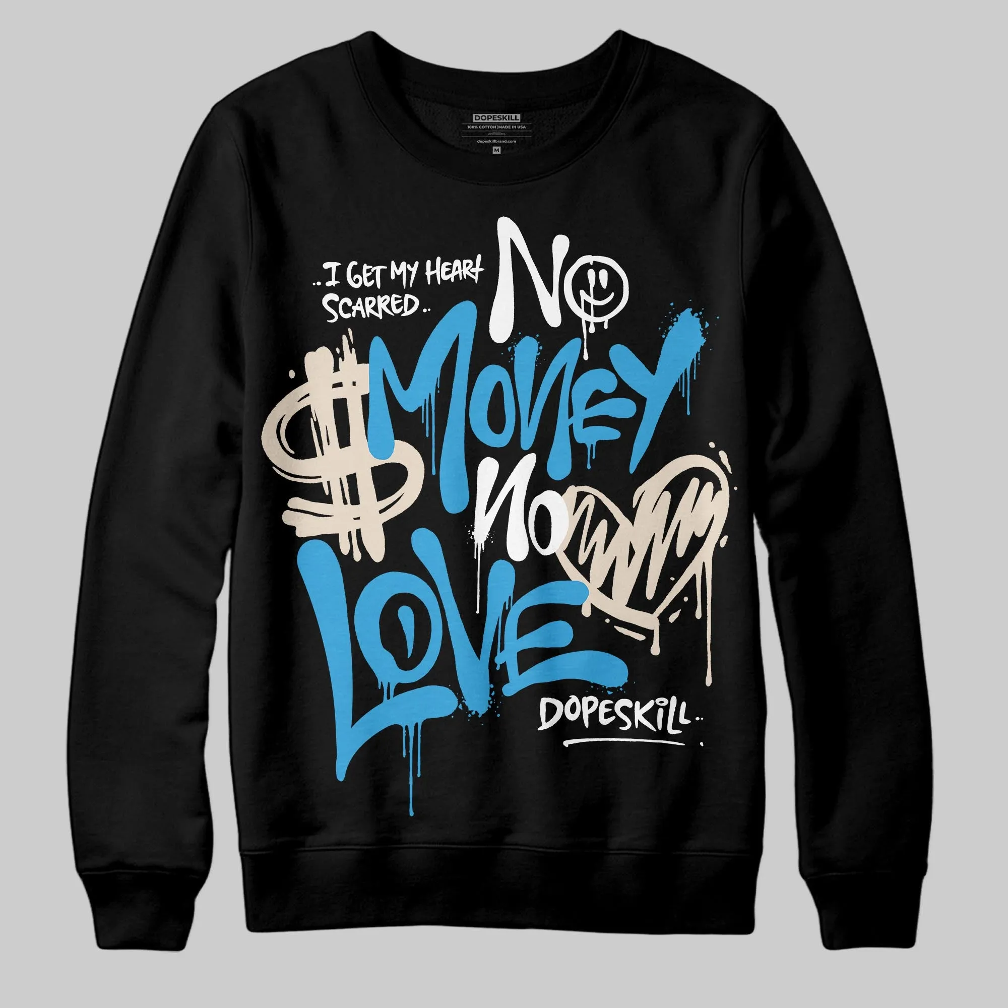 UNC Reimagined 1s DopeSkill Sweatshirt No Money No Love Typo Graphic sold by DopeSkill product image thumbnail 2
