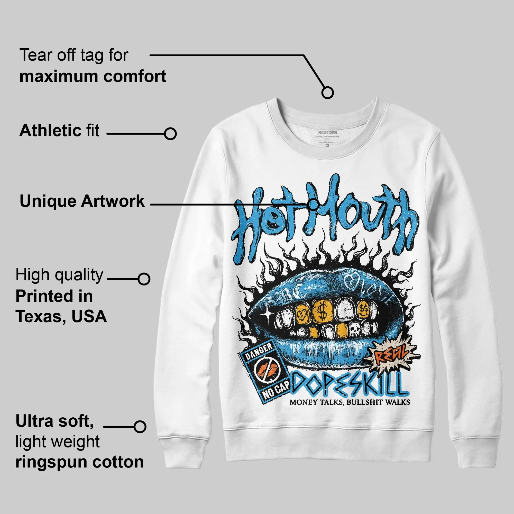 UNC Reimagined 1s DopeSkill Sweatshirt Hot Mouth Graphic sold by DopeSkill product image thumbnail 3