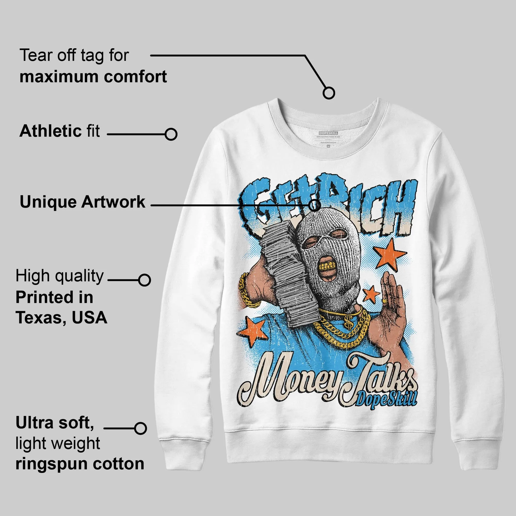 UNC Reimagined 1s DopeSkill Sweatshirt Get Rich Graphic sold by DopeSkill product image thumbnail 3