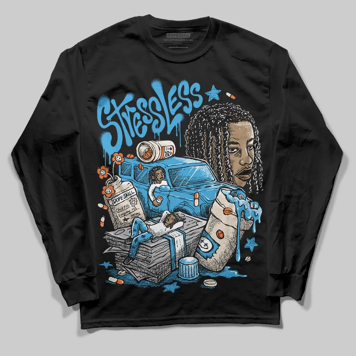 UNC Reimagined 1s DopeSkill Long Sleeve T-Shirt Stressless Graphic sold by DopeSkill product image thumbnail 2