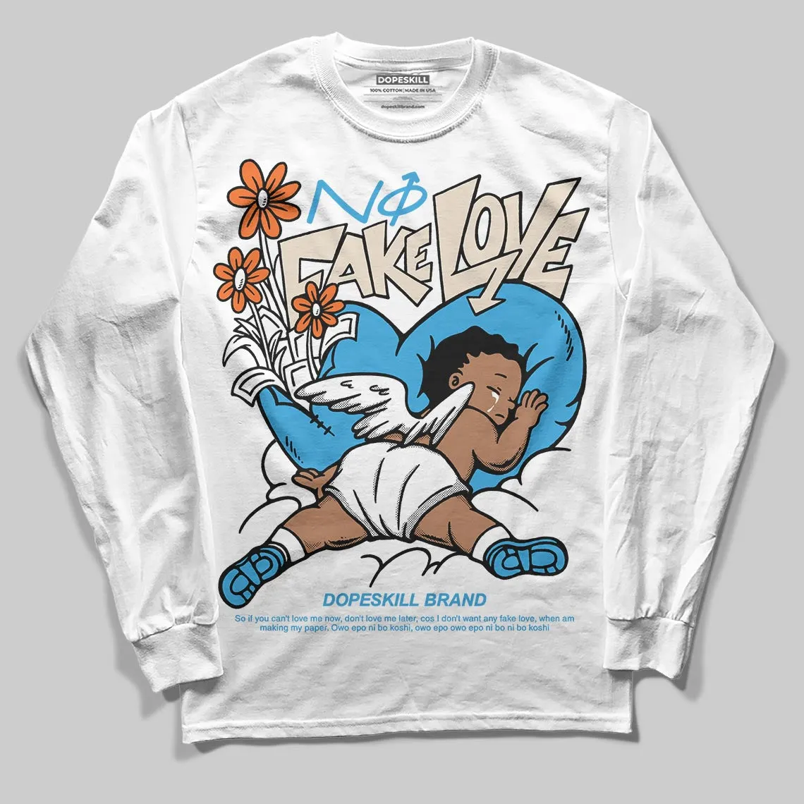 UNC Reimagined 1s DopeSkill Long Sleeve T-Shirt No Fake Love Graphic sold by DopeSkill