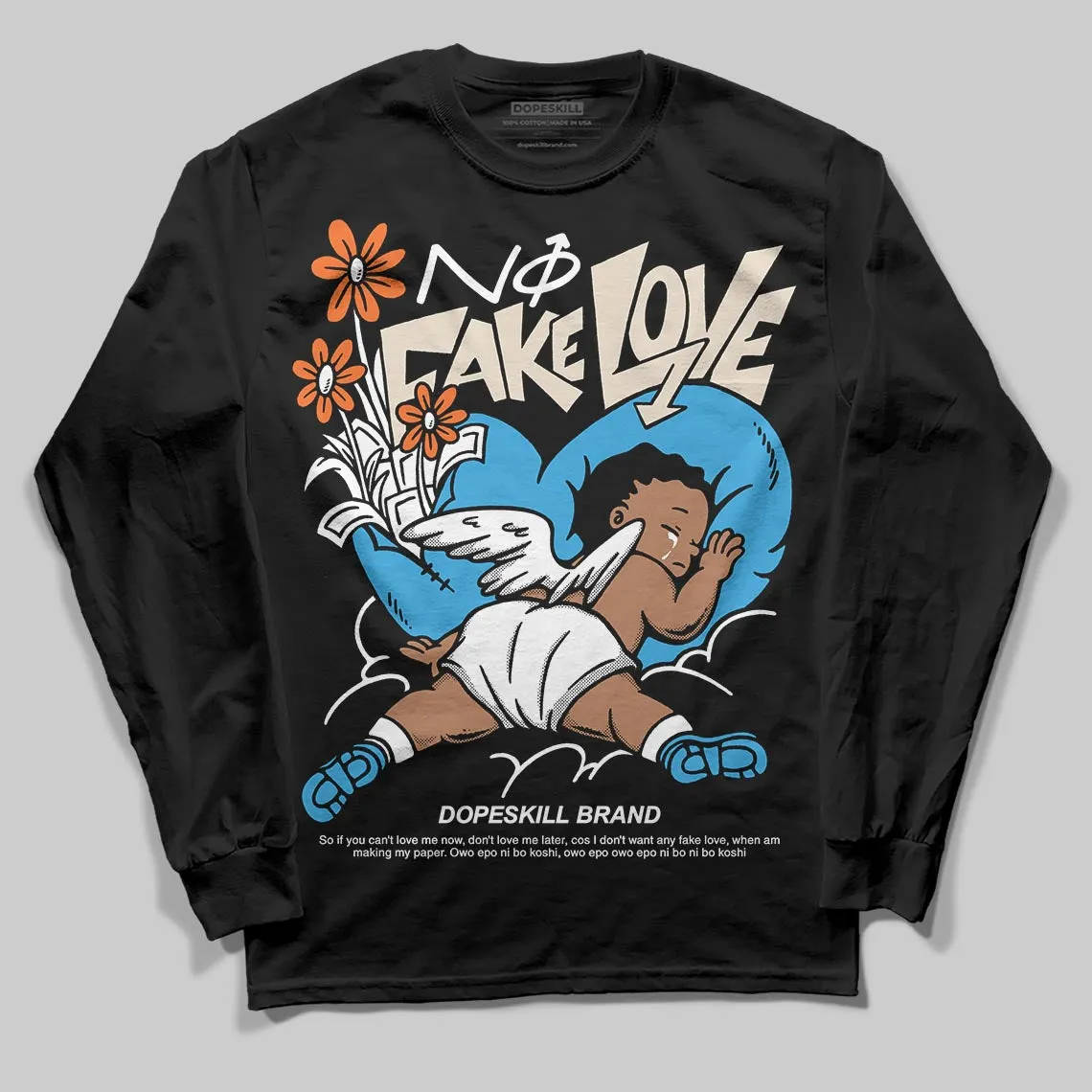 UNC Reimagined 1s DopeSkill Long Sleeve T-Shirt No Fake Love Graphic sold by DopeSkill product image thumbnail 2