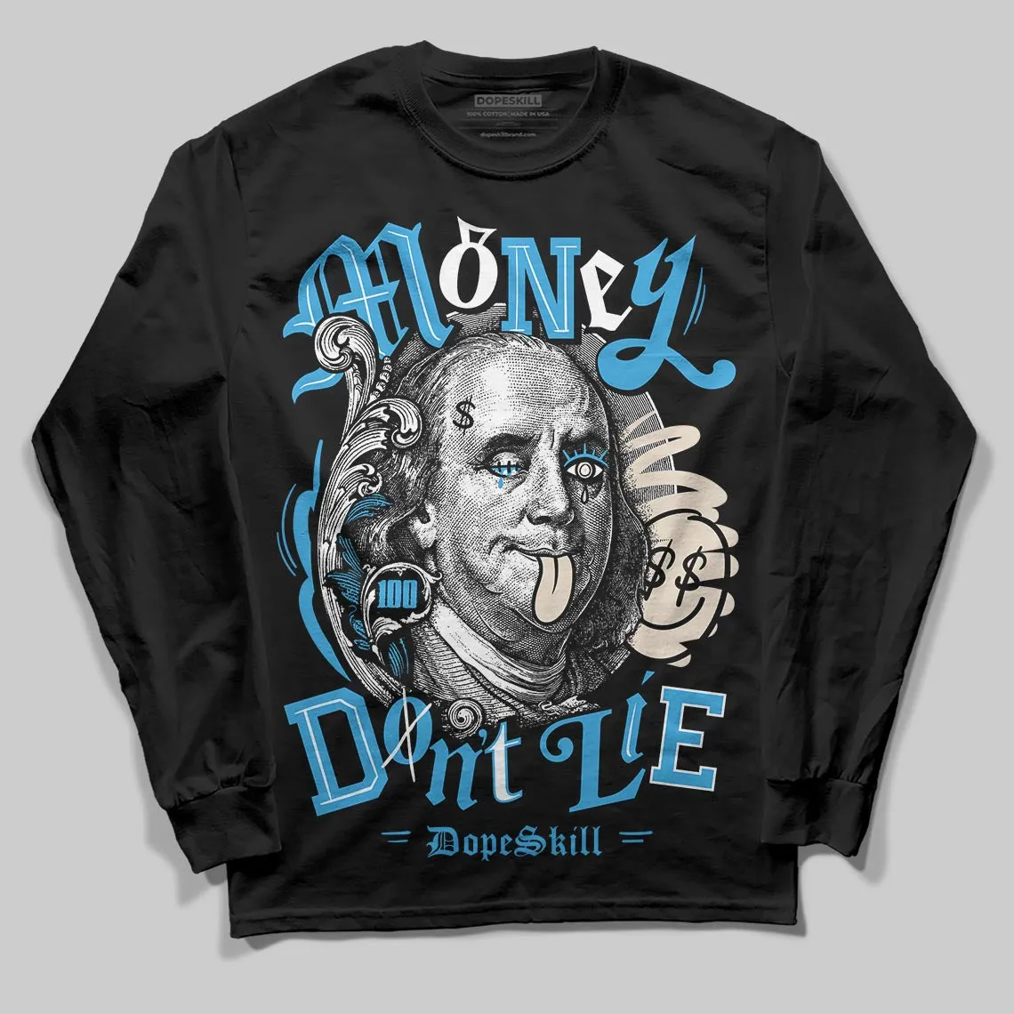UNC Reimagined 1s DopeSkill Long Sleeve T-Shirt Money Don't Lie Graphic sold by DopeSkill product image thumbnail 2