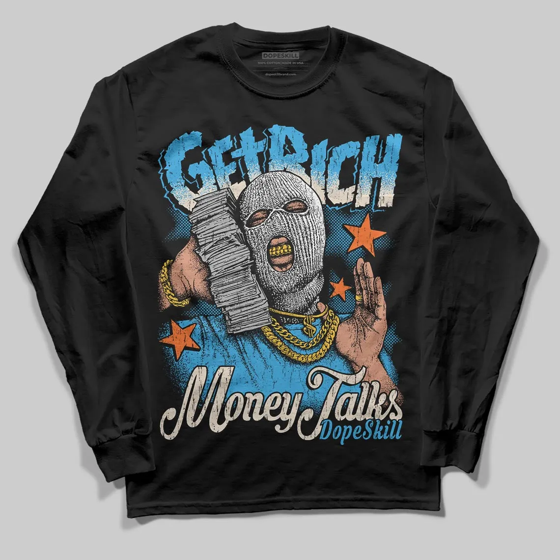 UNC Reimagined 1s DopeSkill Long Sleeve T-Shirt Get Rich Graphic sold by DopeSkill product image thumbnail 2