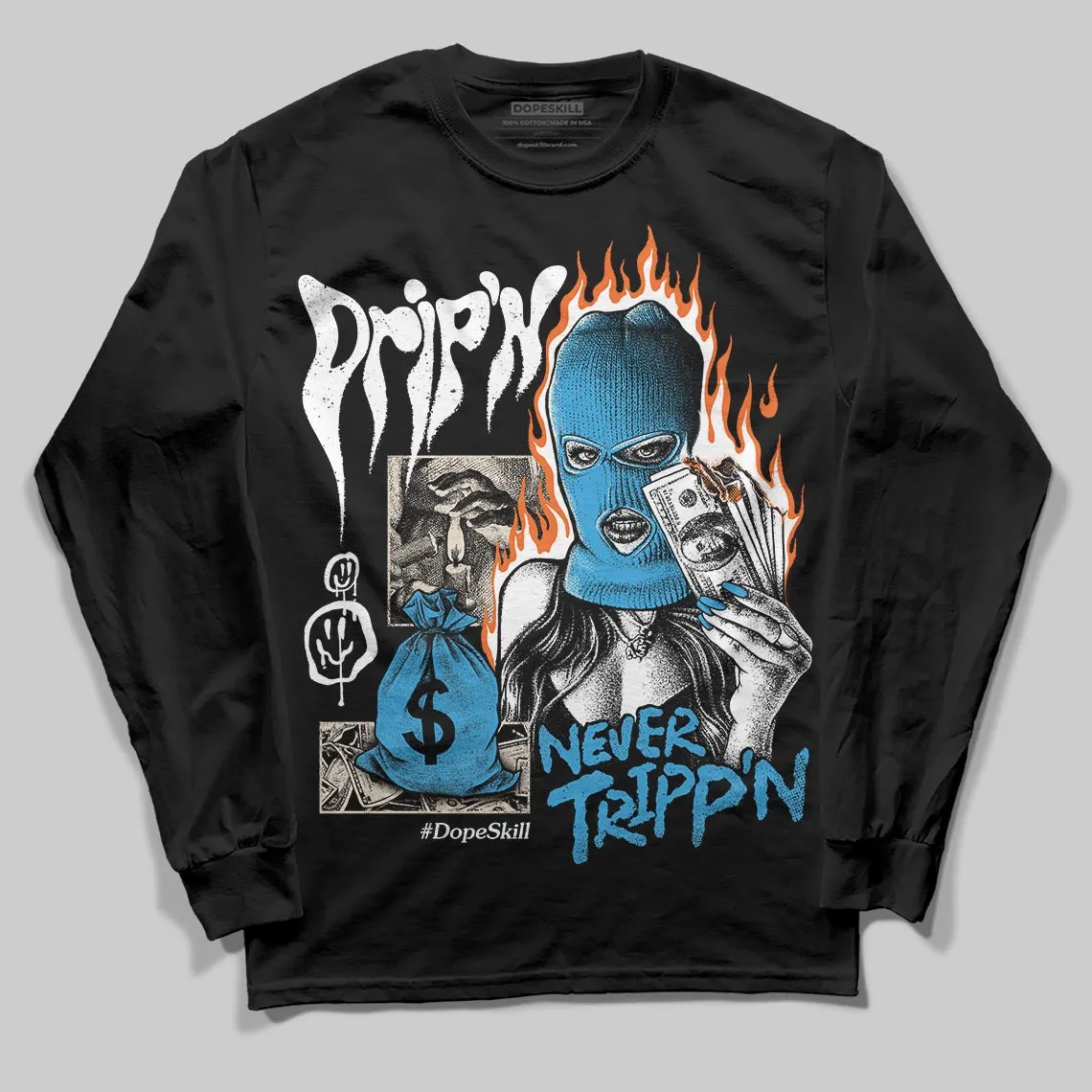 UNC Reimagined 1s DopeSkill Long Sleeve T-Shirt Drip'n Never Tripp'n Graphic sold by DopeSkill product image thumbnail 2
