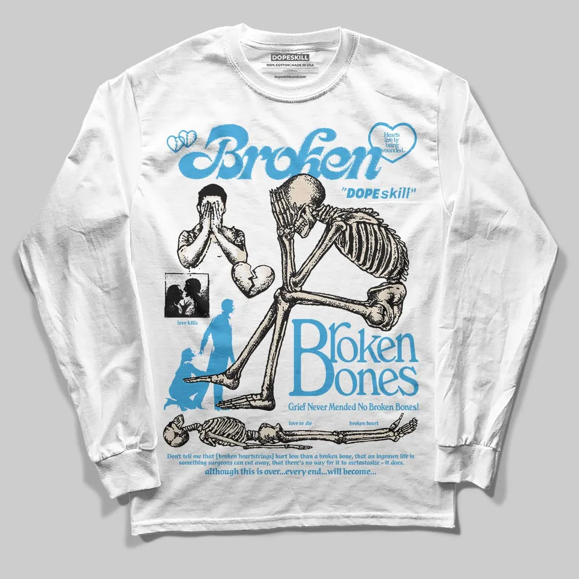 UNC Reimagined 1s DopeSkill Long Sleeve T-Shirt Broken Bones Graphic sold by DopeSkill